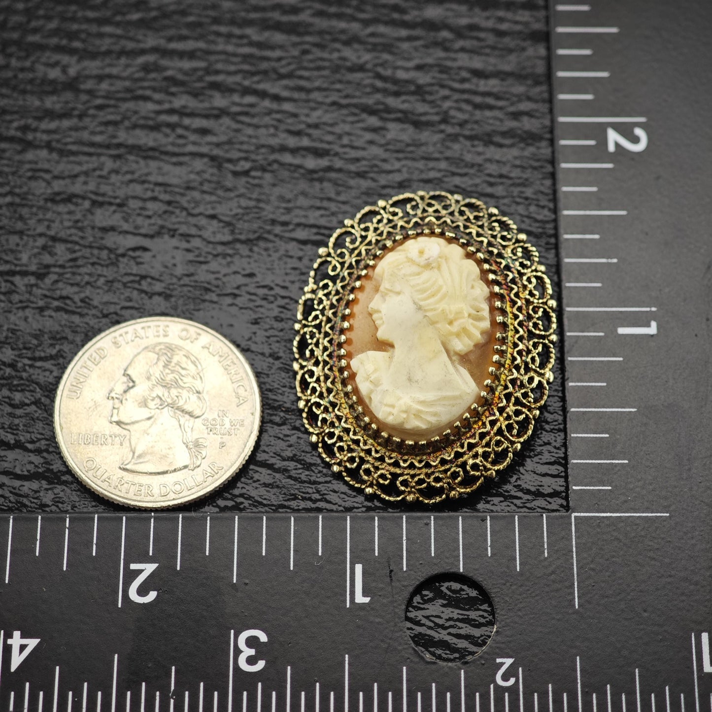 Cameo Gold Gilded Brooch/Pendant Sterling Silver