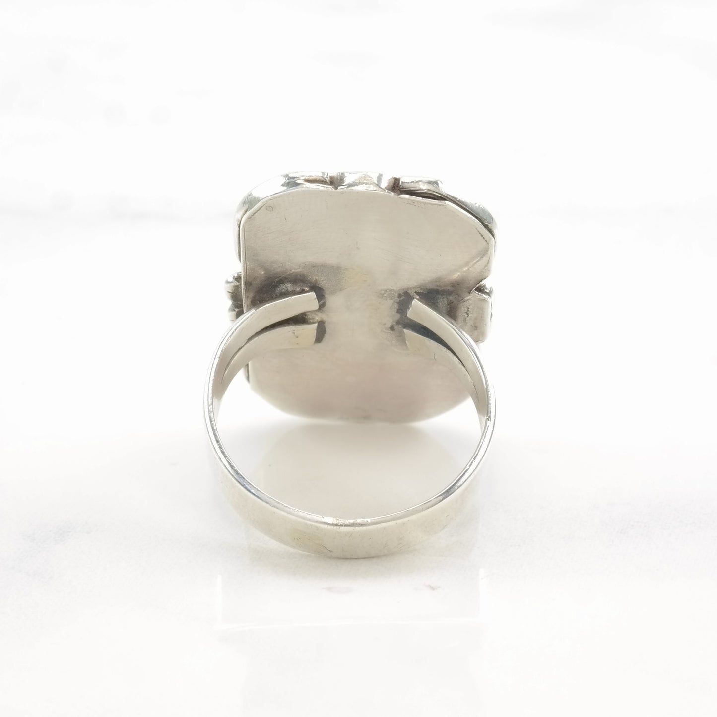 Vintage Native American Sterling Silver Ring MOP, Multi Gem Inlay Size 5 3/4