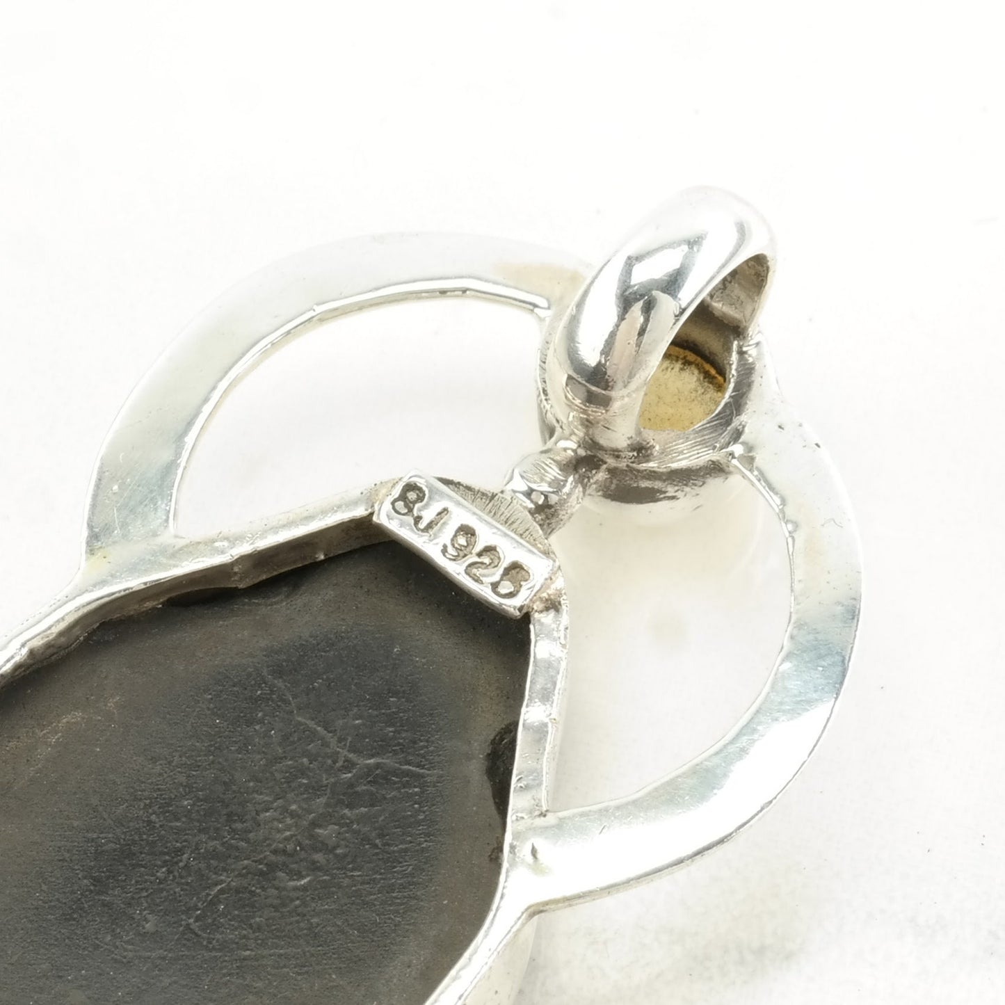 Vintage Sj Trilobite Fossil Citrine Sterling Silver Pendant