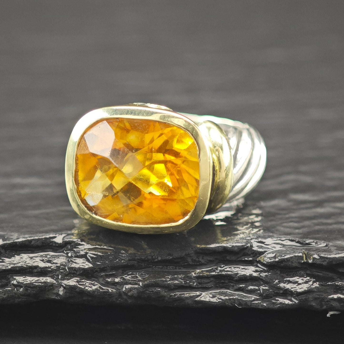 David Yurman Citrine Noblesse Ring, 14k Gold Accent, Sterling Silver