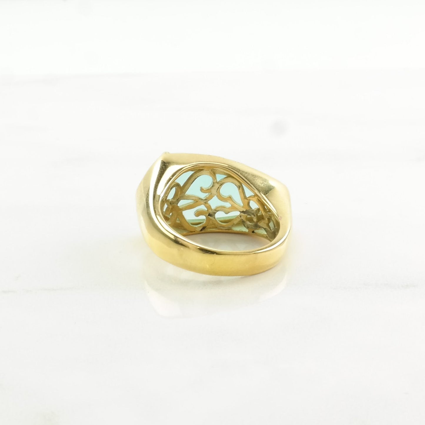 Vintage Sterling Silver Ring Chalcedony Gold Gilded Blue Size 6