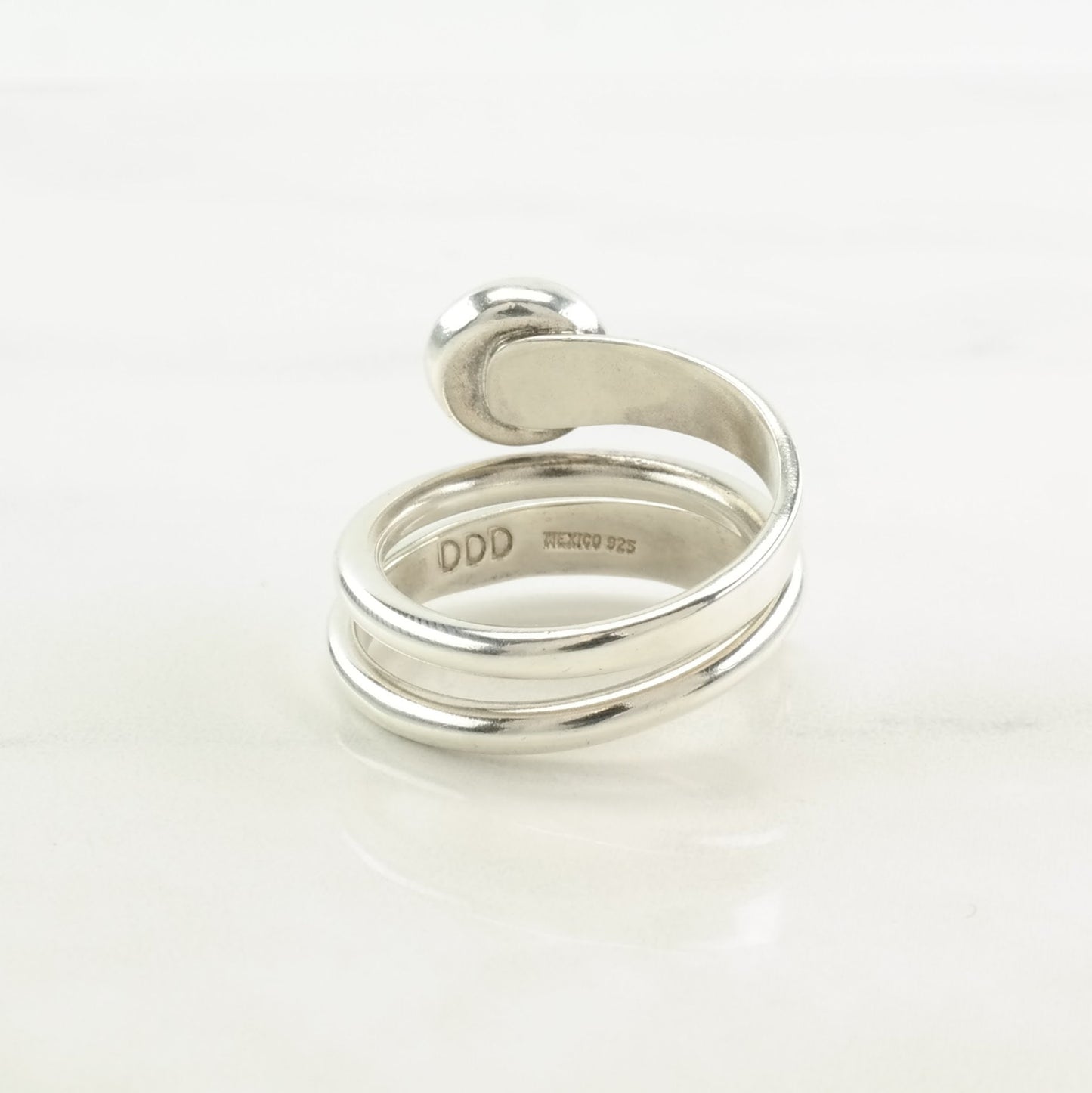 Vintage DDD Sterling Silver Ring Larimar, Modernist Blue Size 6 1/2