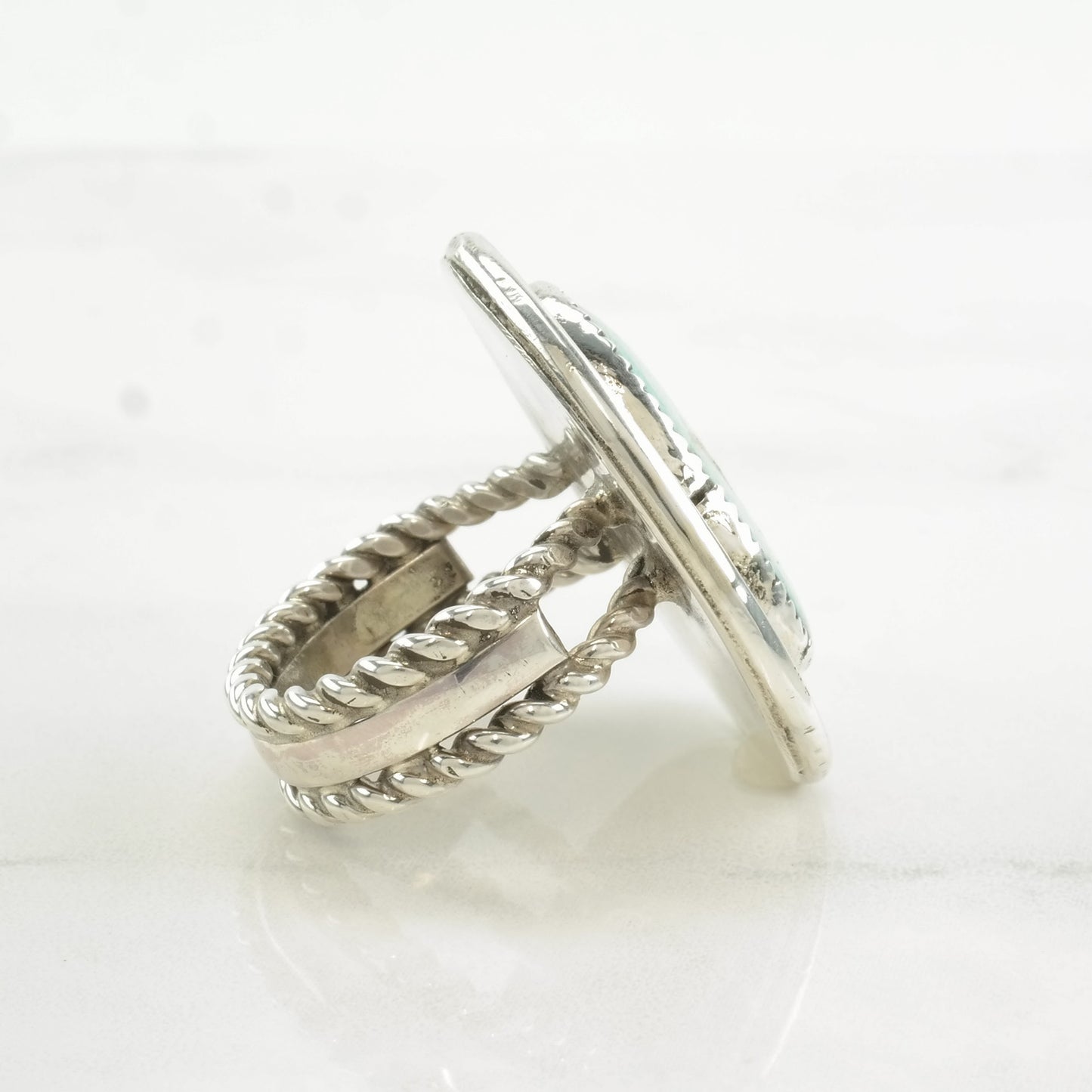 Vintage Navajo Ring Turquoise Large Sterling Silver Size 9 1/4