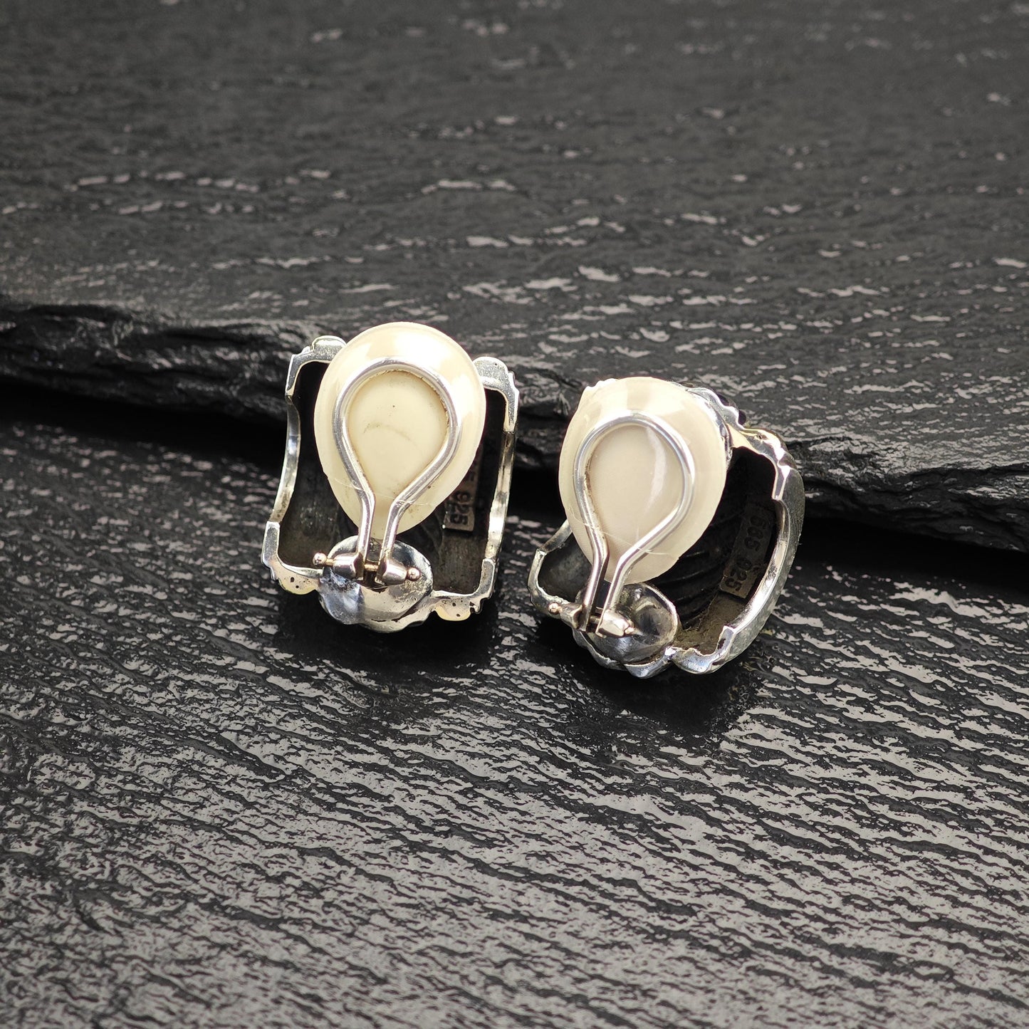 David Yurman Thoroughbred 14K Gold Accent Clip-On Earrings Sterling Silver