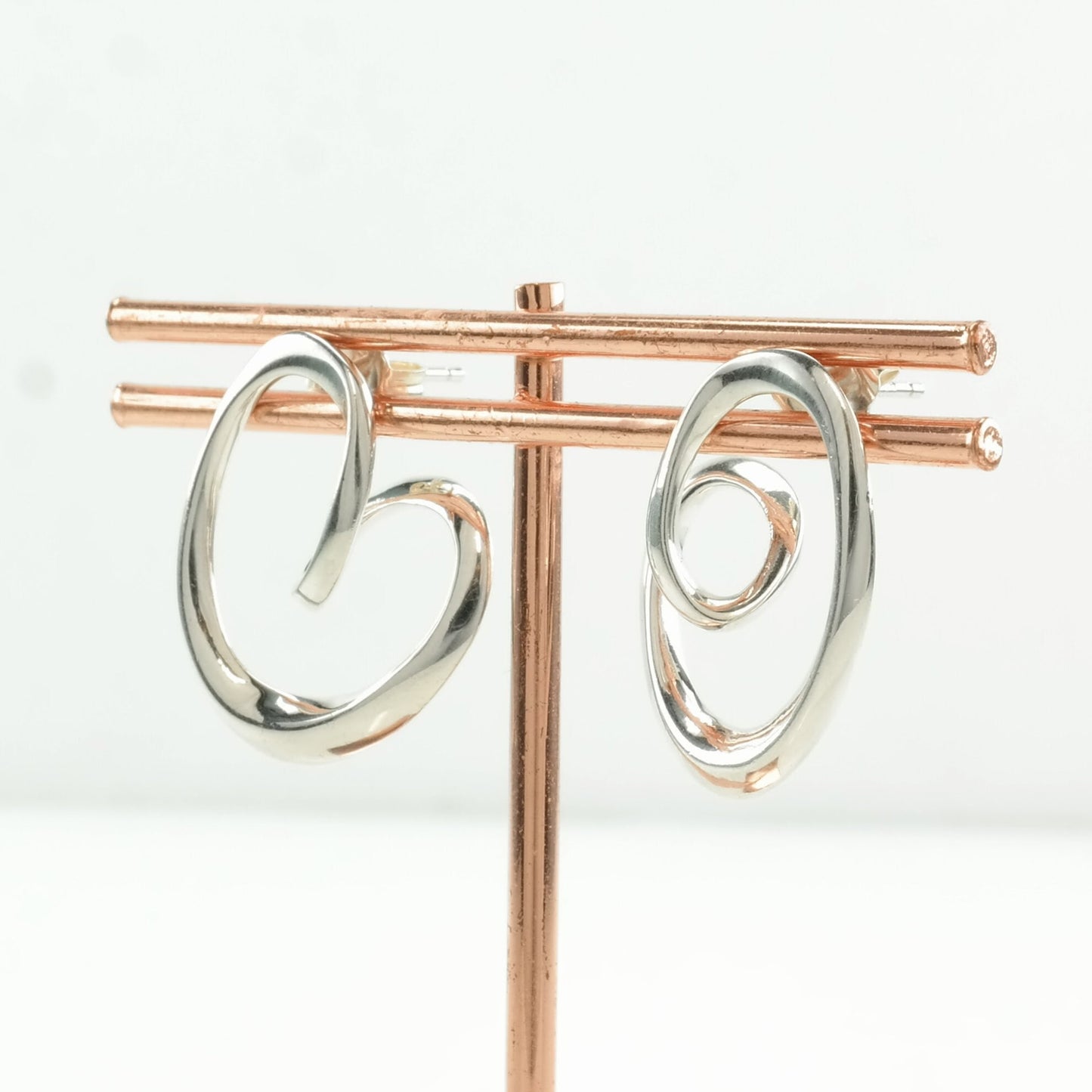 Elle Sterling Silver Abstract Heart Ruby Accent Earrings Stud