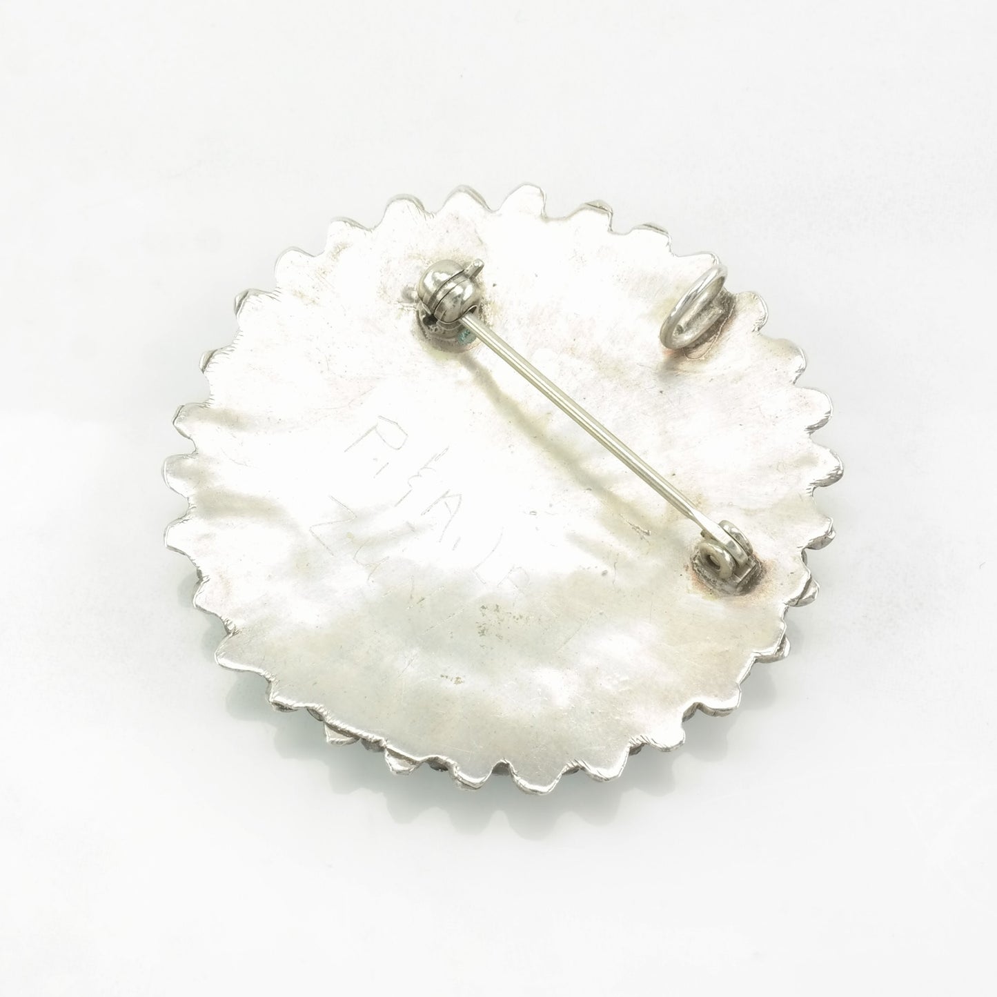 Zuni Brooch Pendant Cluster Blue Turquoise Sterling Silver