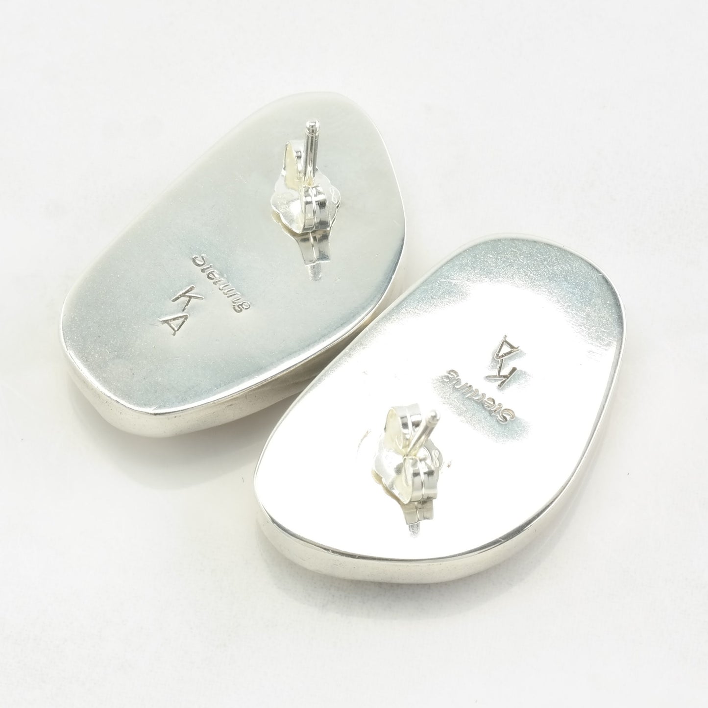 Vintage Sterling Silver Fossil Earrings, 1970s, Beige Earrings, Native American Earrings, Post Earrings