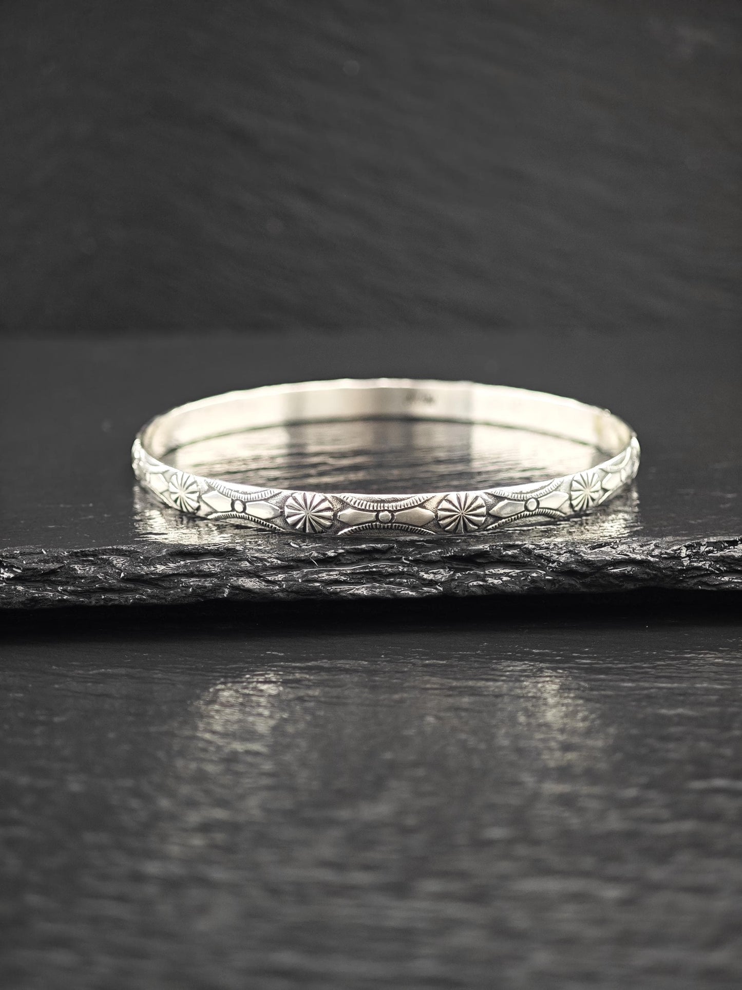 Choice of Stackable Repousse Bangle Bracelet Sterling Silver
