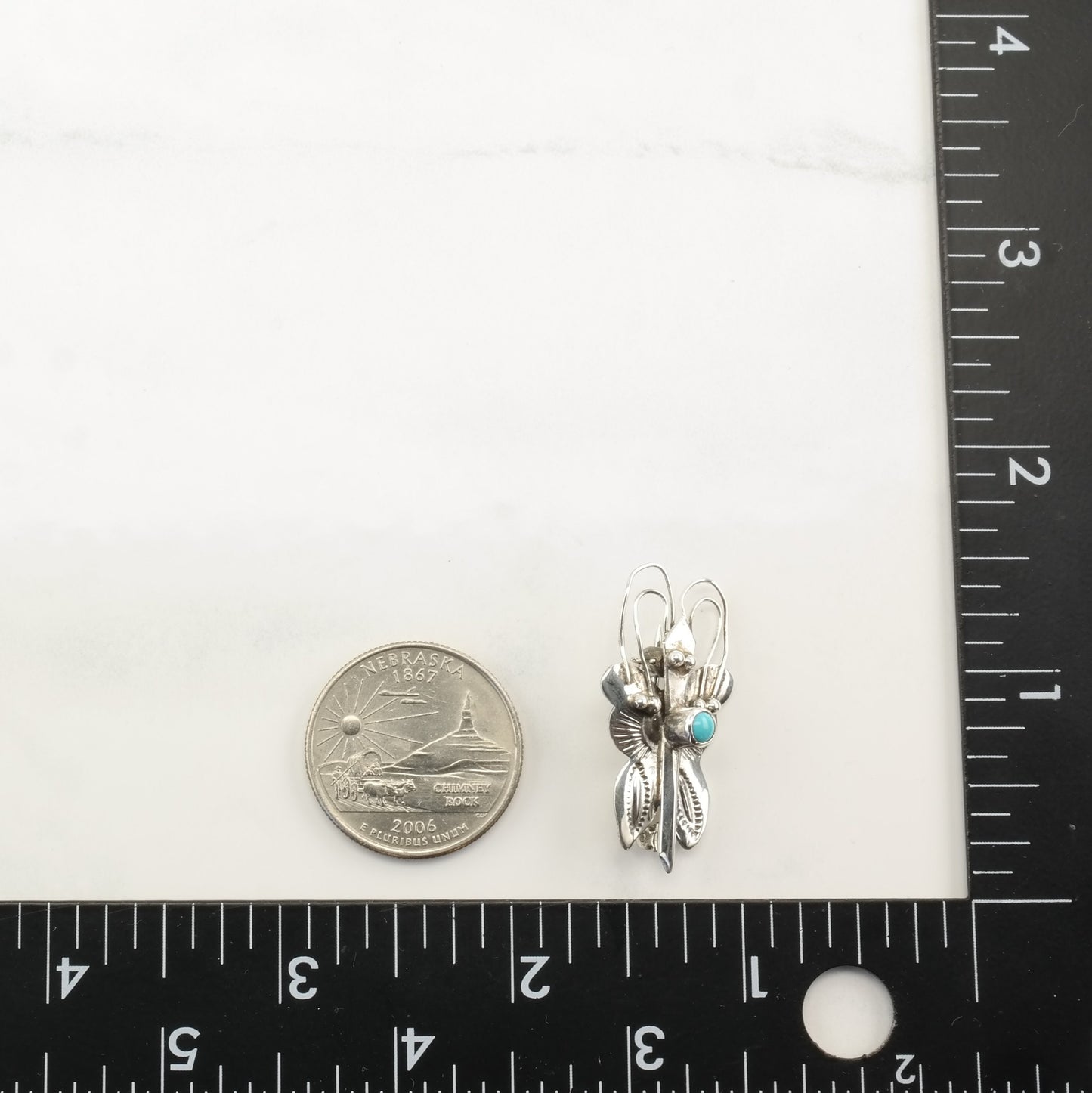 Sw Sterling Silver Brooch Butterfly Turquoise B1712