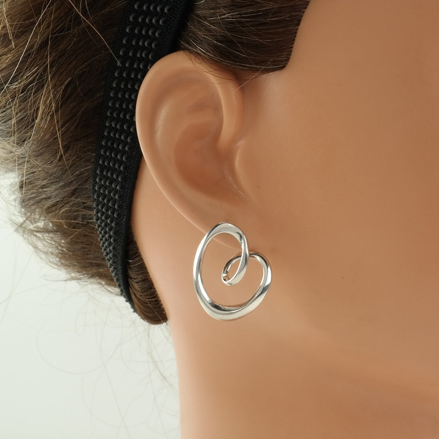 Elle Sterling Silver Abstract Heart Ruby Accent Earrings Stud