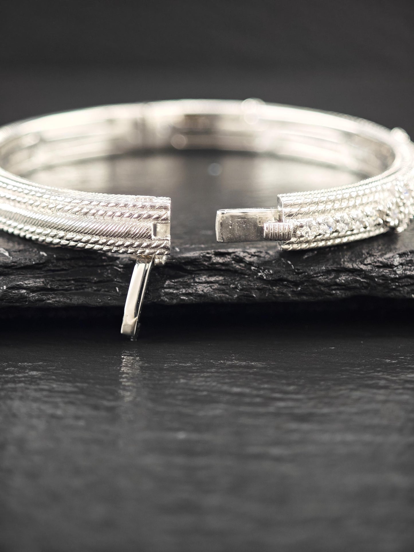 Judith Ripka DQCZ Bangle Bracelet Sterling Silver
