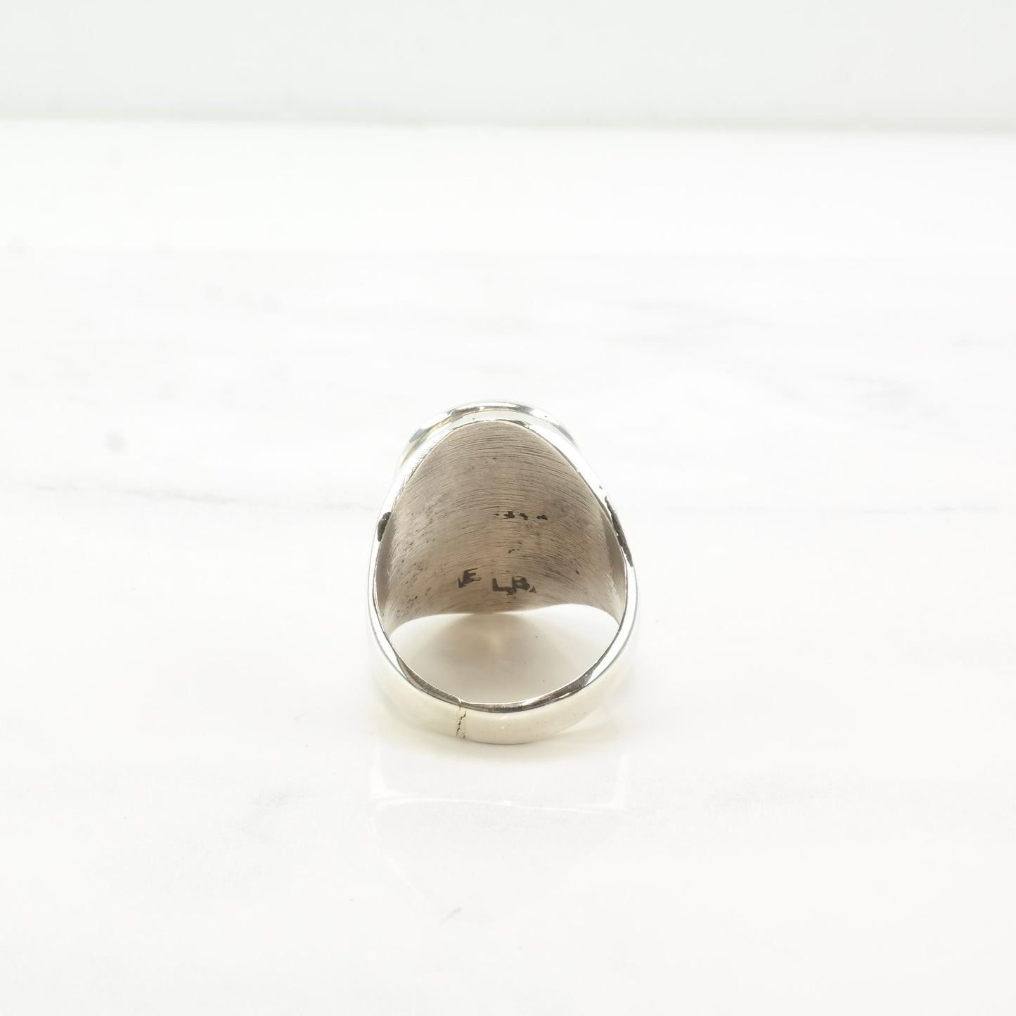 Vintage Zuni Silver Ring Fishscale Inlay Sterling Size 10