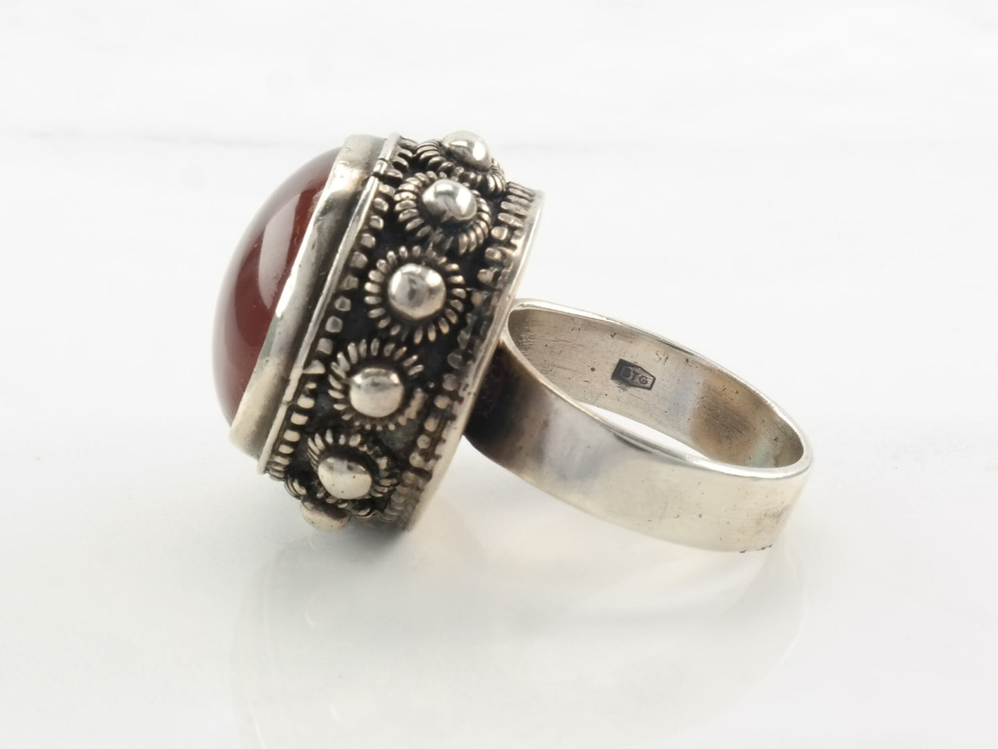 Brutalist Ring Agate Sterling Silver Sz7 1/2 R3863