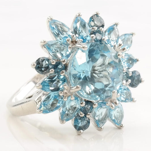 Vintage Sterling Silver Ring Topaz Flower Size 6