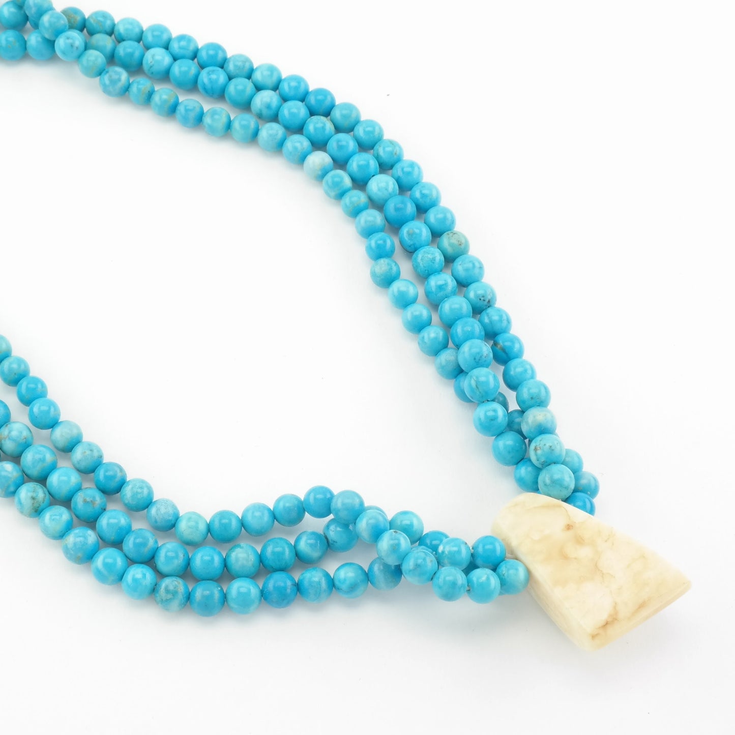 Vintage Blue Dyed Magnesite Bead, Multi Strand Necklace Sterling Silver