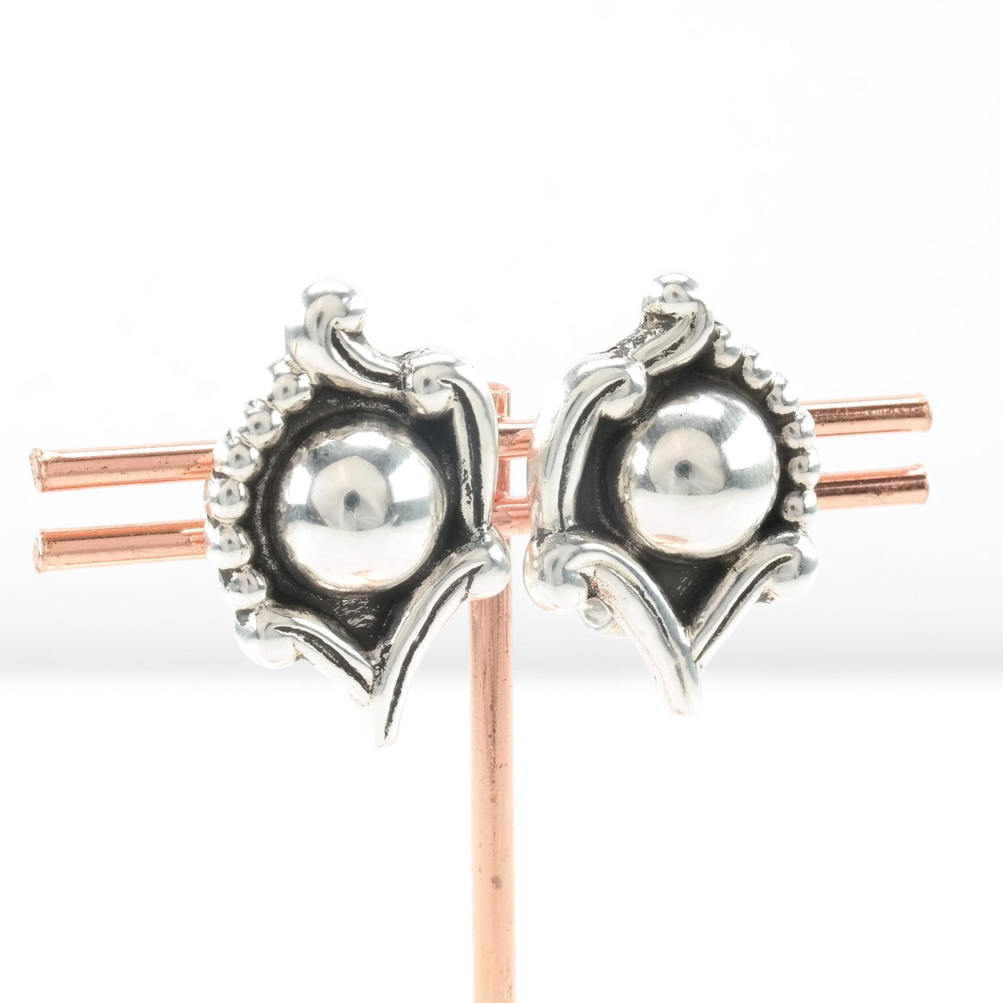 Vintage Taxco Abstract Screw Back Earrings Sterling Silver