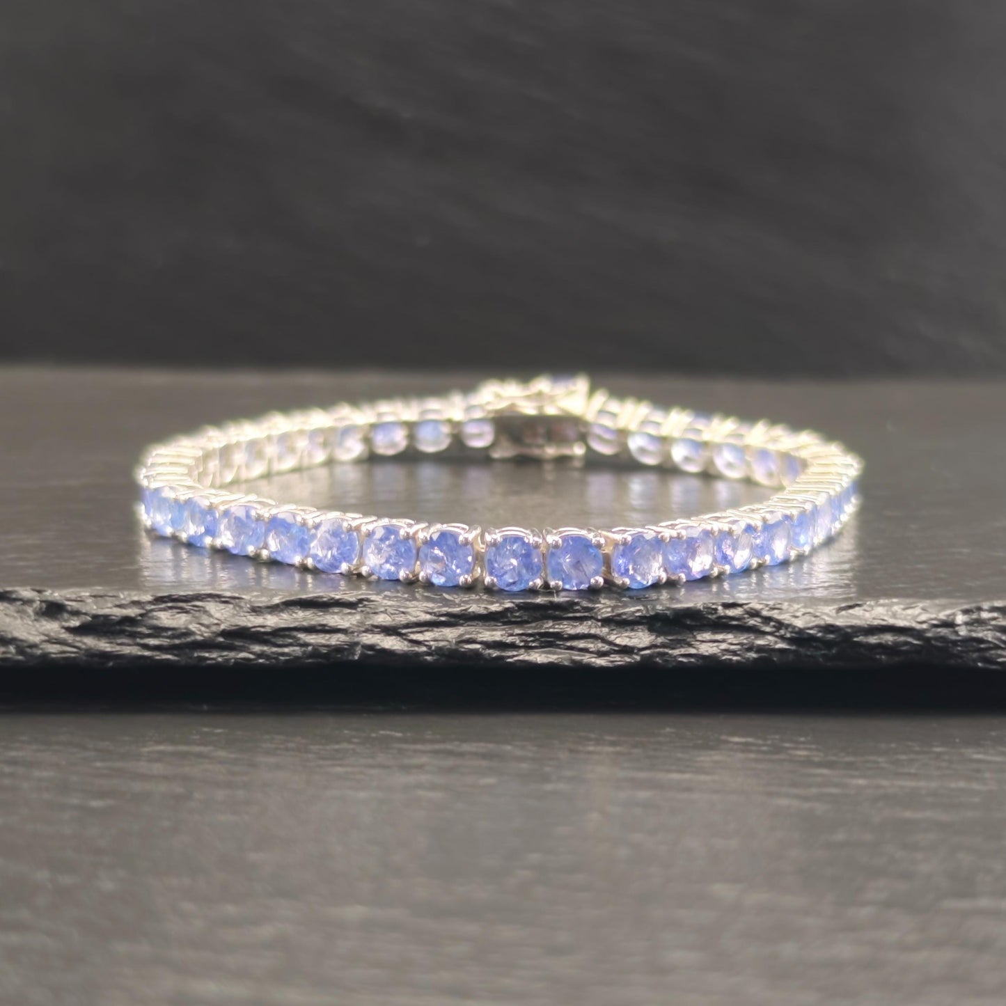 Vintage Included 14ctw Tanzanite Line Bracelet Sterling Silver