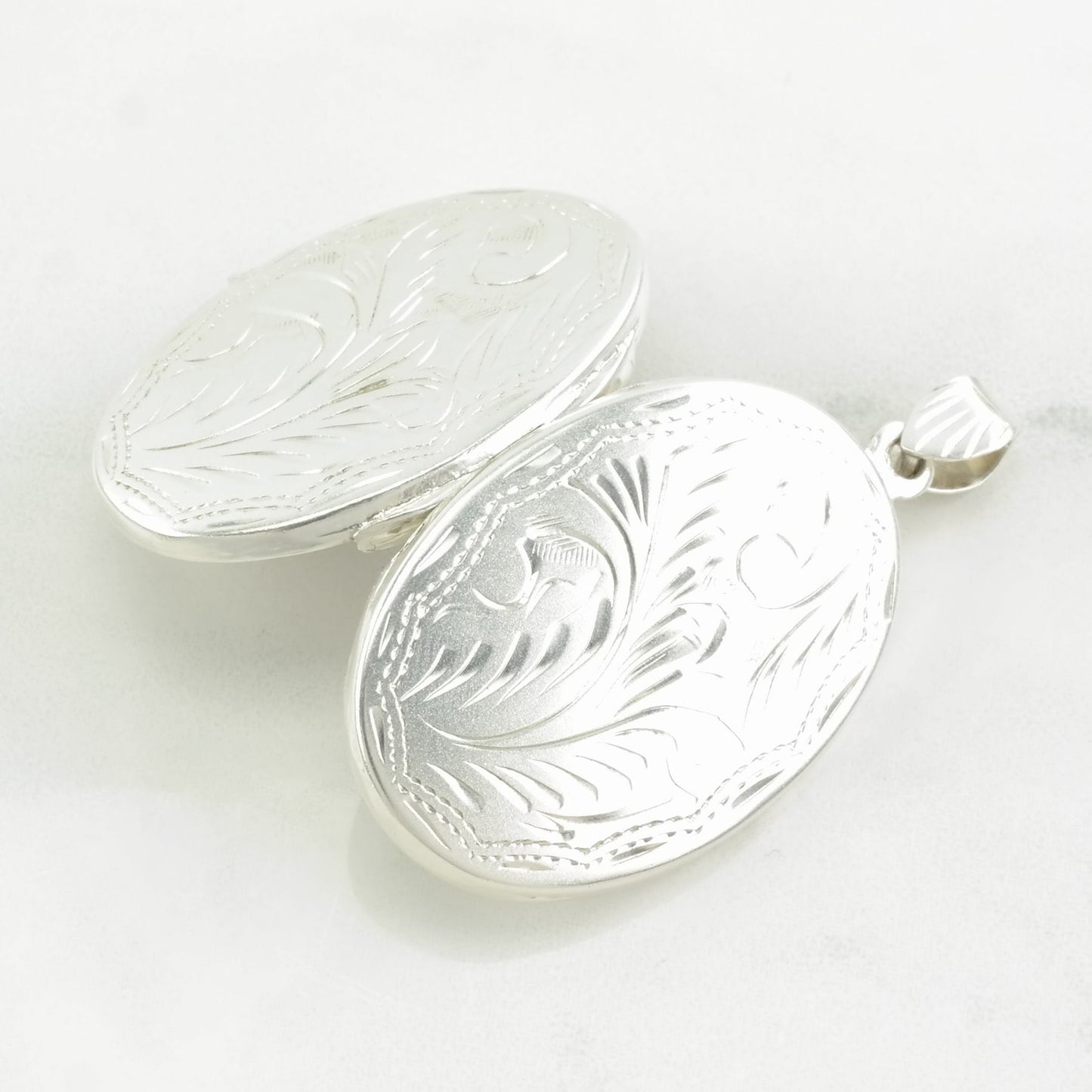 Vintage Engraved Locket Sterling Silver Pendant