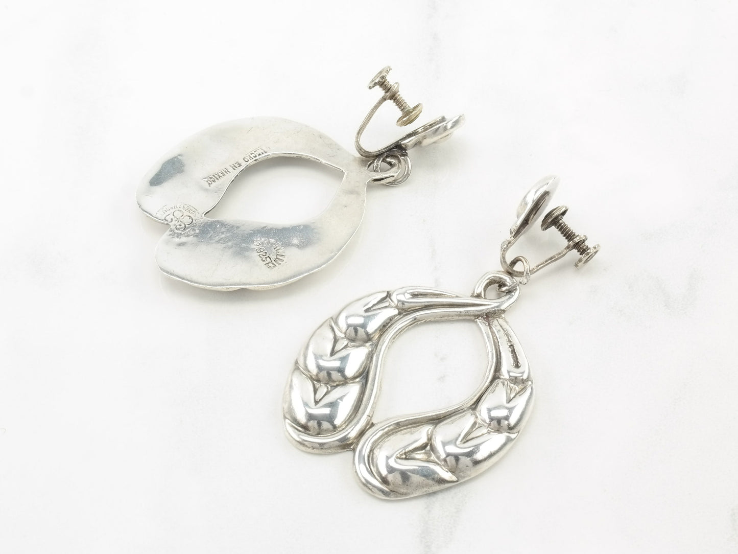 Sterling Silver Repousse Earrings Screw back/Dangle