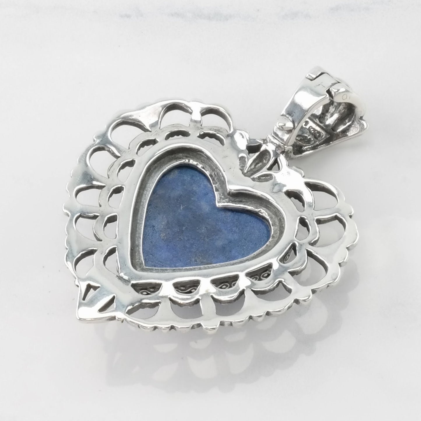 Vintage Carolyn Pollack Lapis Lazuli Heart Sterling Silver Pendant
