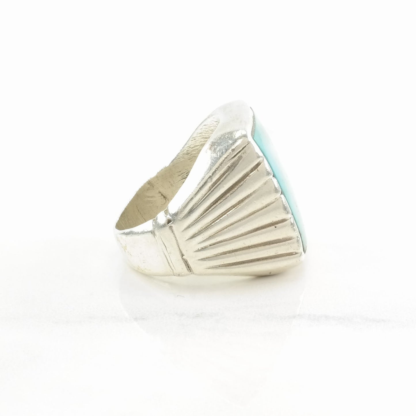Vintage Sterling Silver Ring Turquoise Rectangular Blue Size 8 3/4
