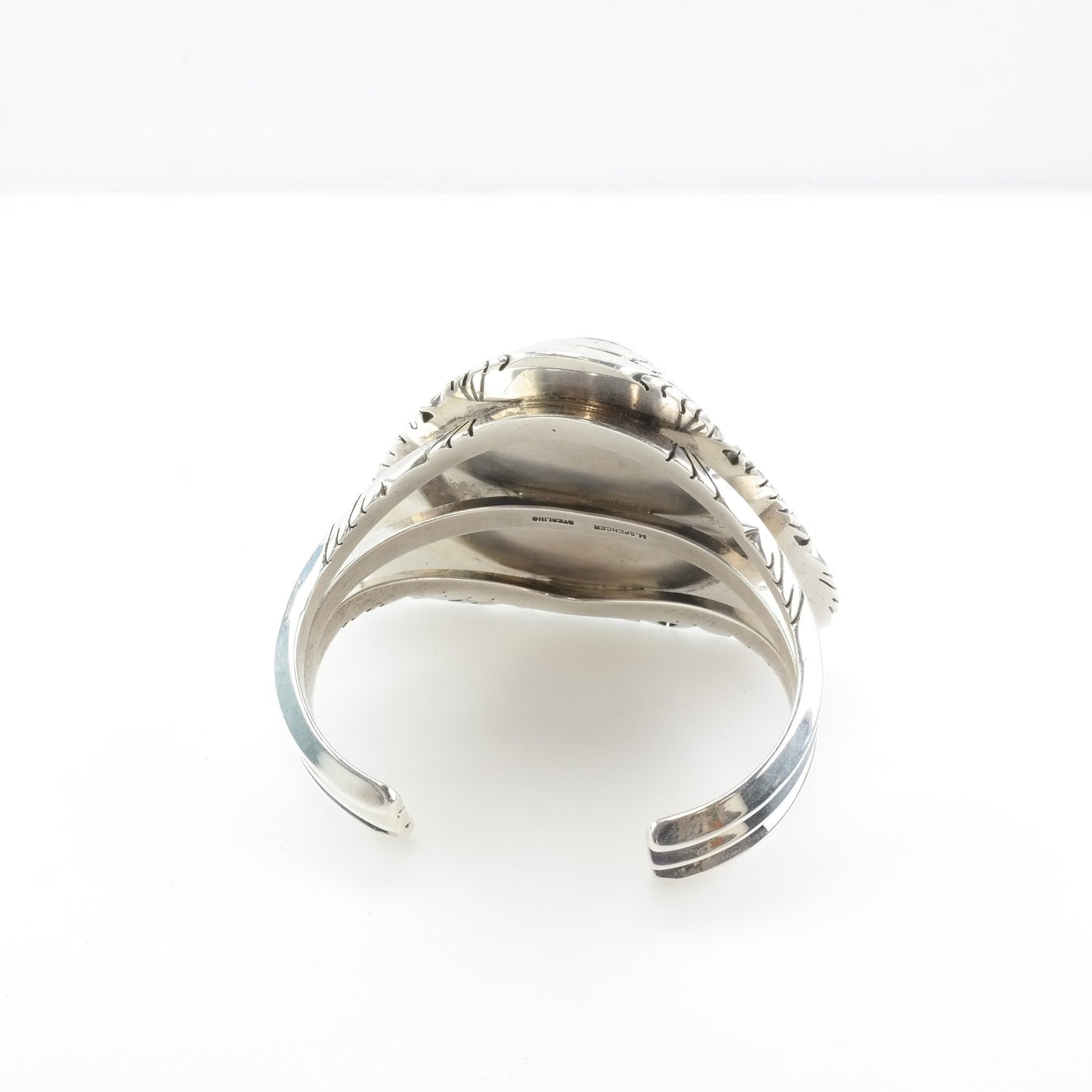 Spiderweb Turquoise Native American Sterling Silver Cuff Bracelet