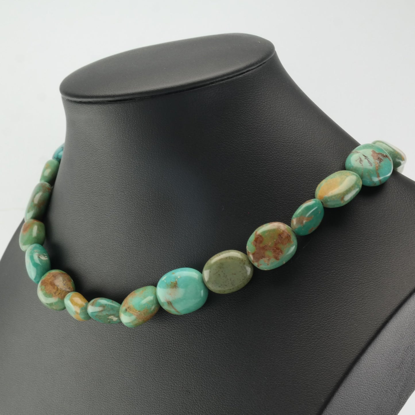 Vintage Relios Turquoise Bead Necklace Sterling Silver