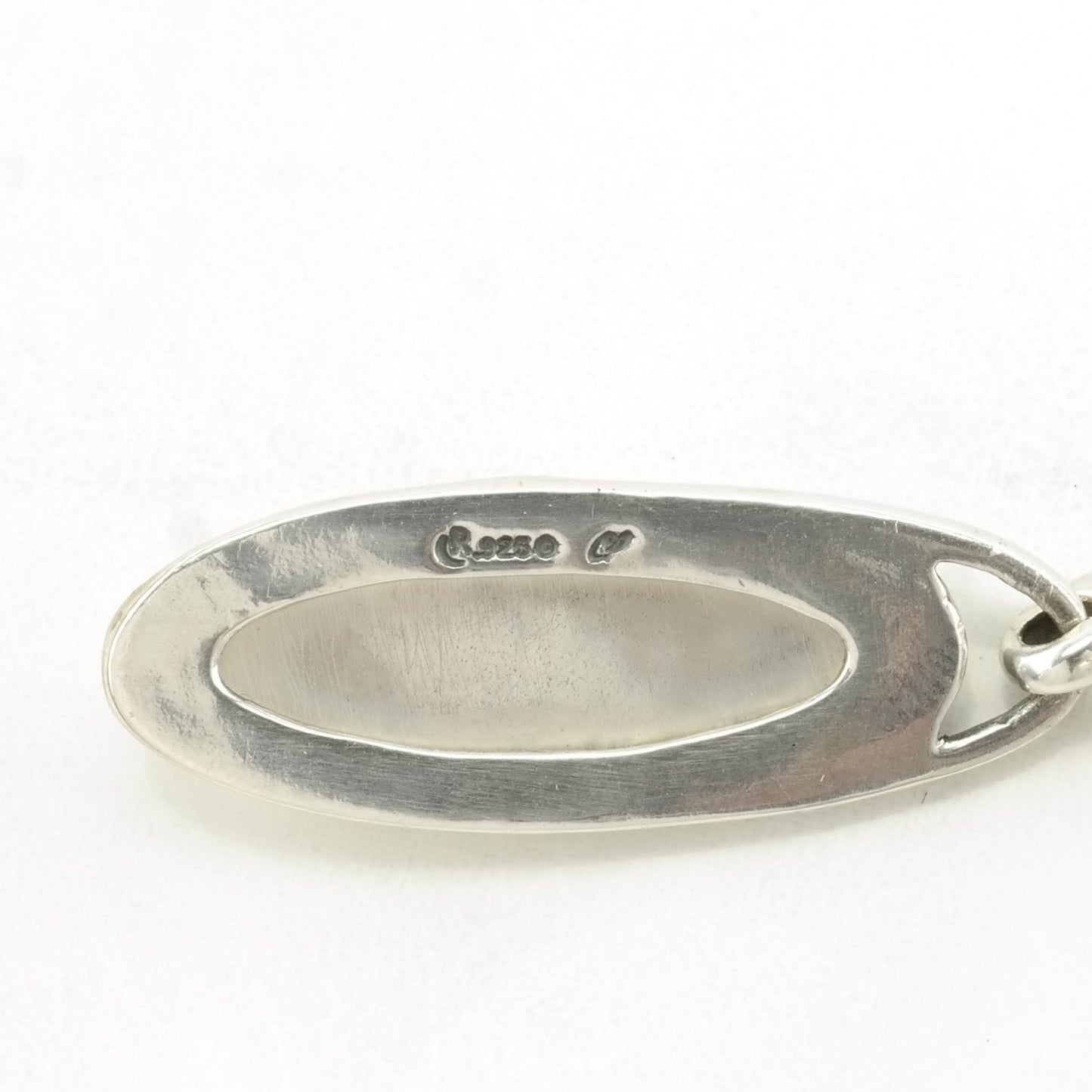 Vintage MOP Hinged Bail Sterling Silver Pendant