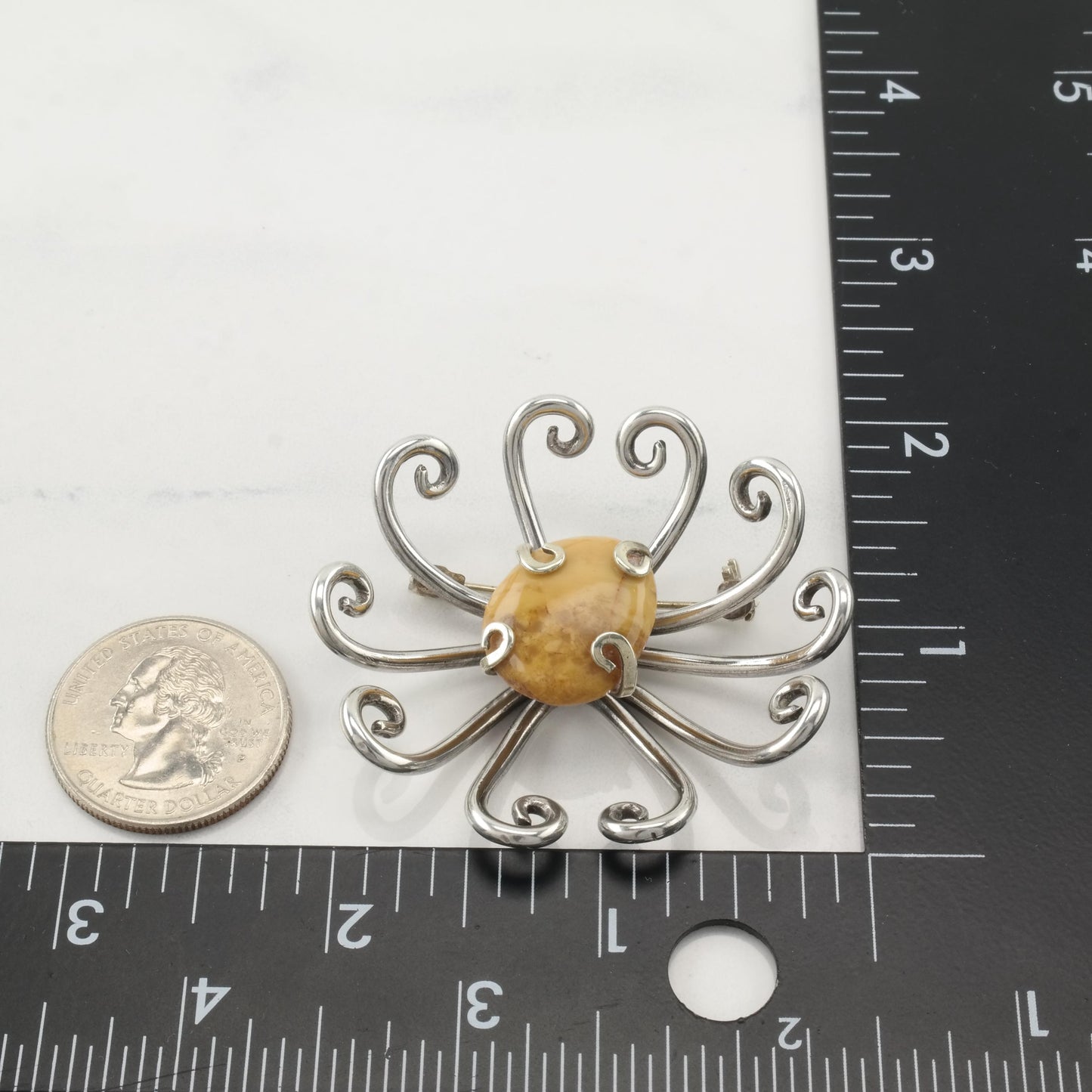 Taxco floral Jasper Sterling Silver Brooch B2004
