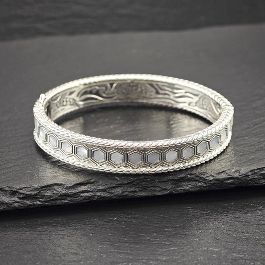Jai MOP Bangle Bracelet Sterling Silver