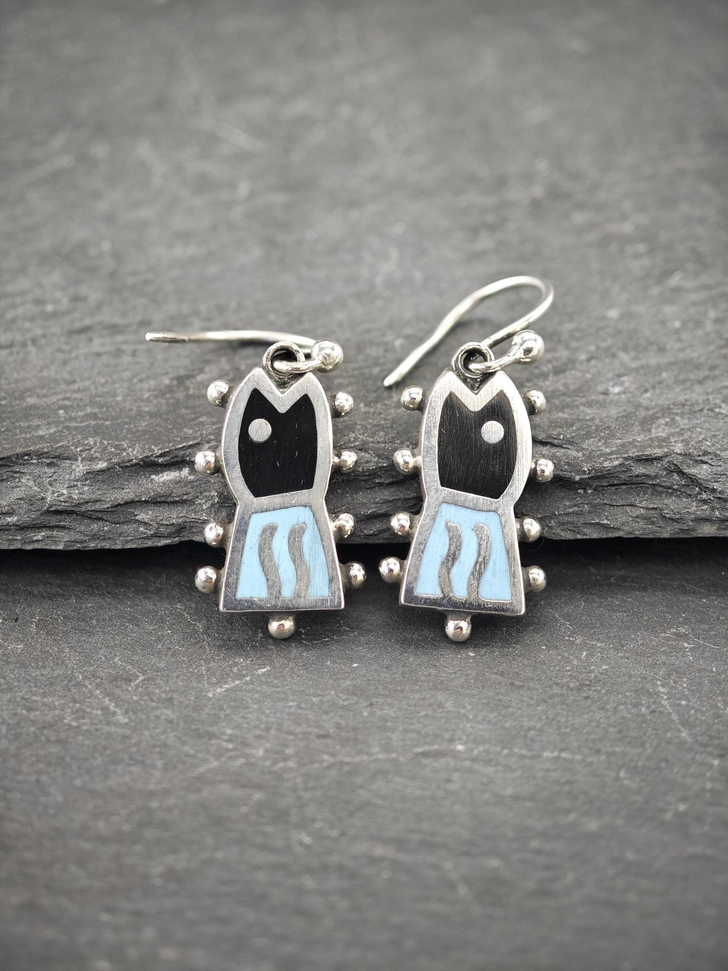 Jan Gjaltema Enamel, Fish Earrings Fish Hook Sterling Silver