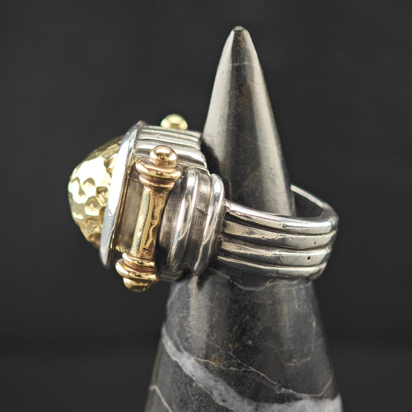 Dian Malouf Dome 14K Gold Accent Ring Sterling Silver