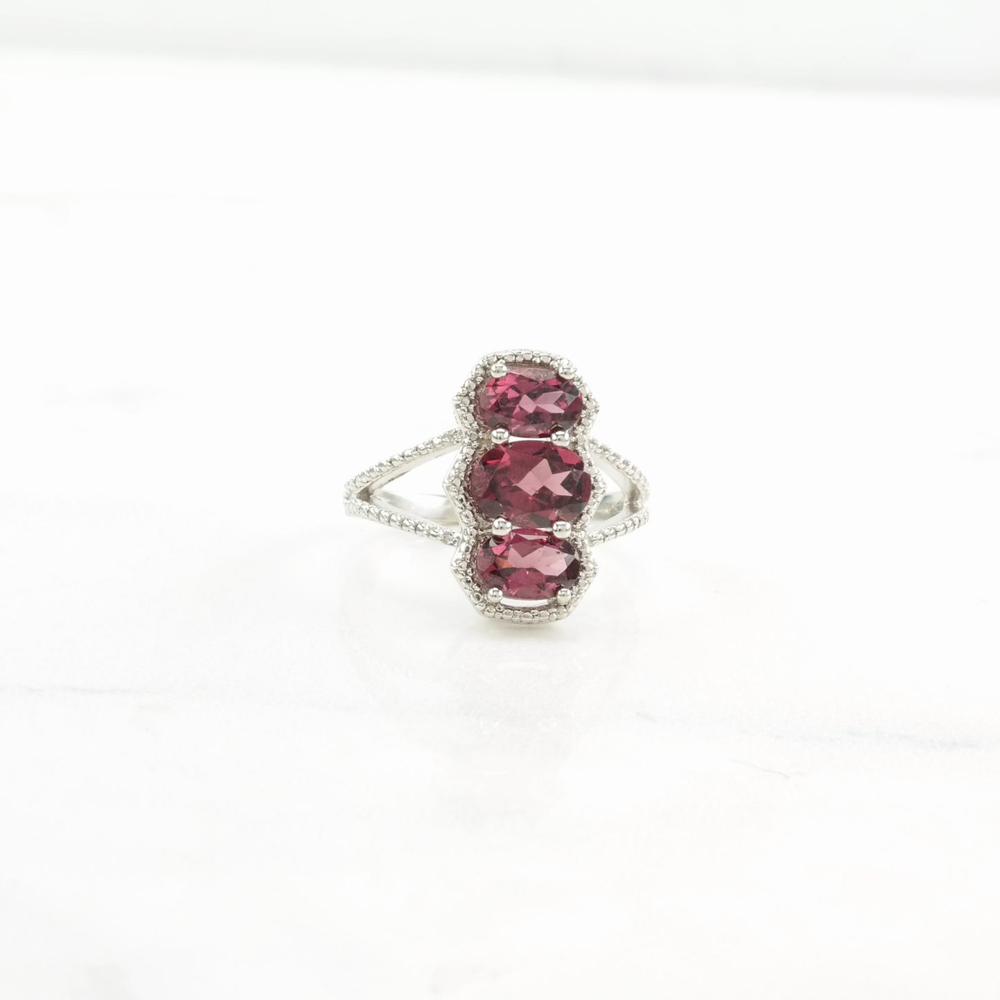 Vintage Sterling Silver Ring Pink Garnet Size 5