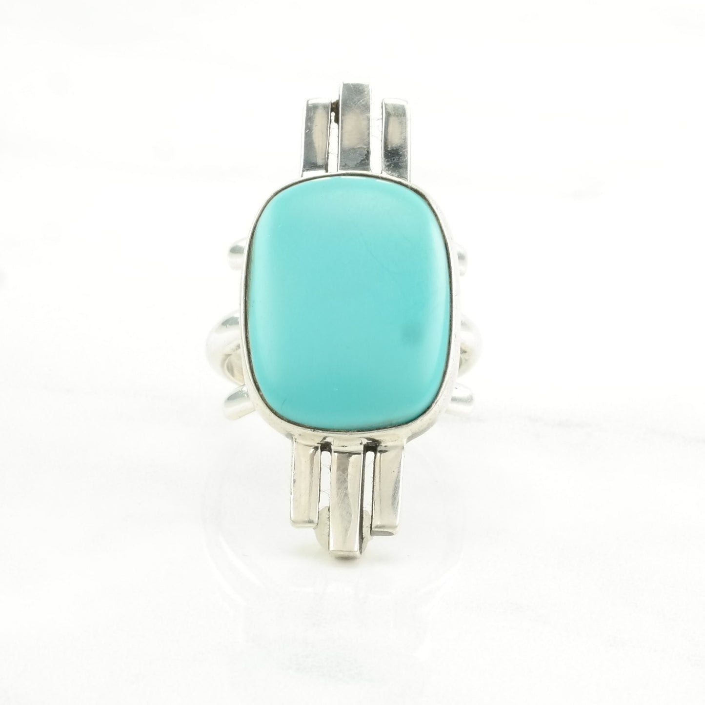 Vintage DTR Silver Ring Turquoise Imitation Sterling Blue Size 8