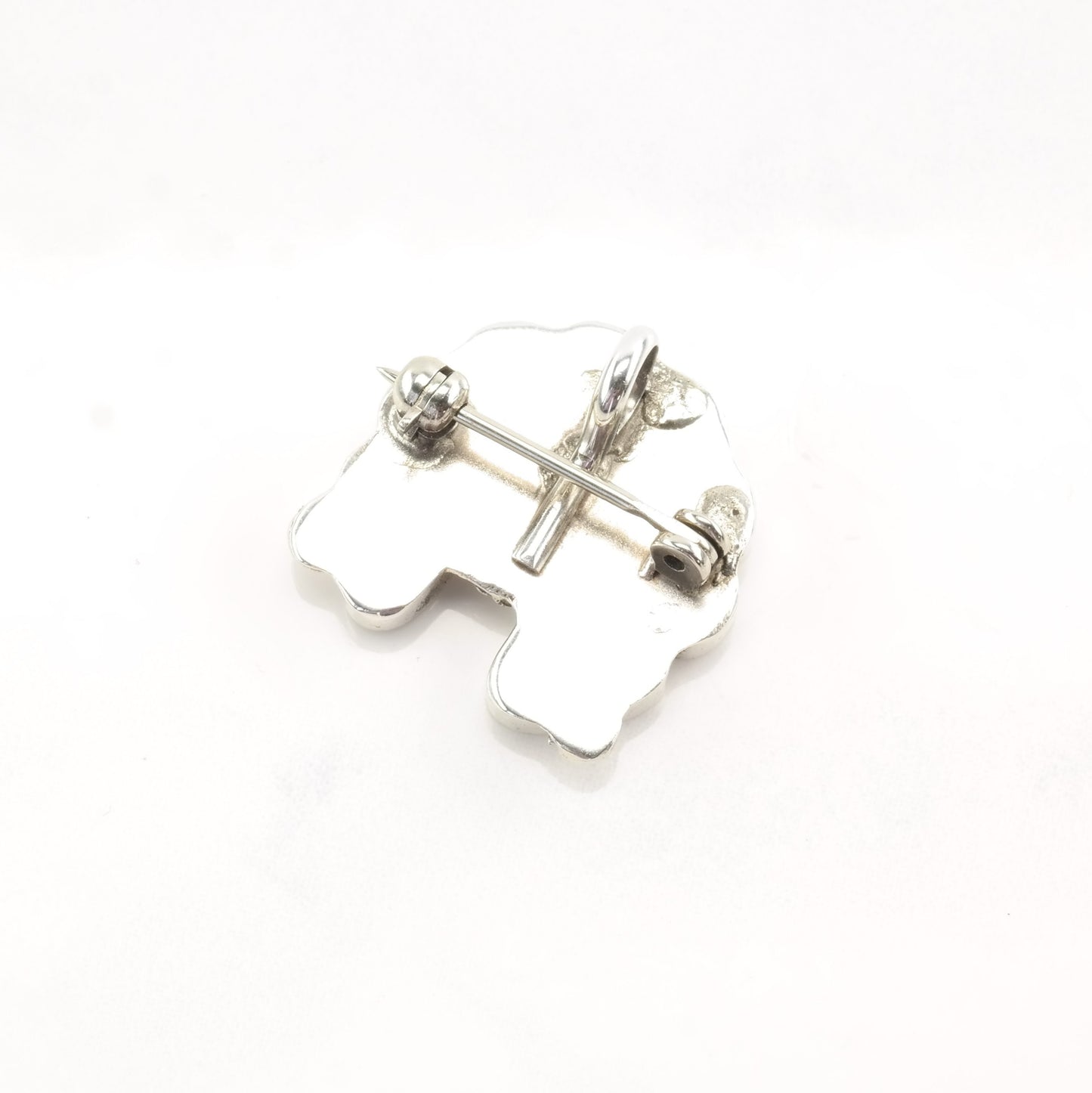 Native American Sterling Silver Brooch Pendant Inlay MOP Turquoise Coral Onyx