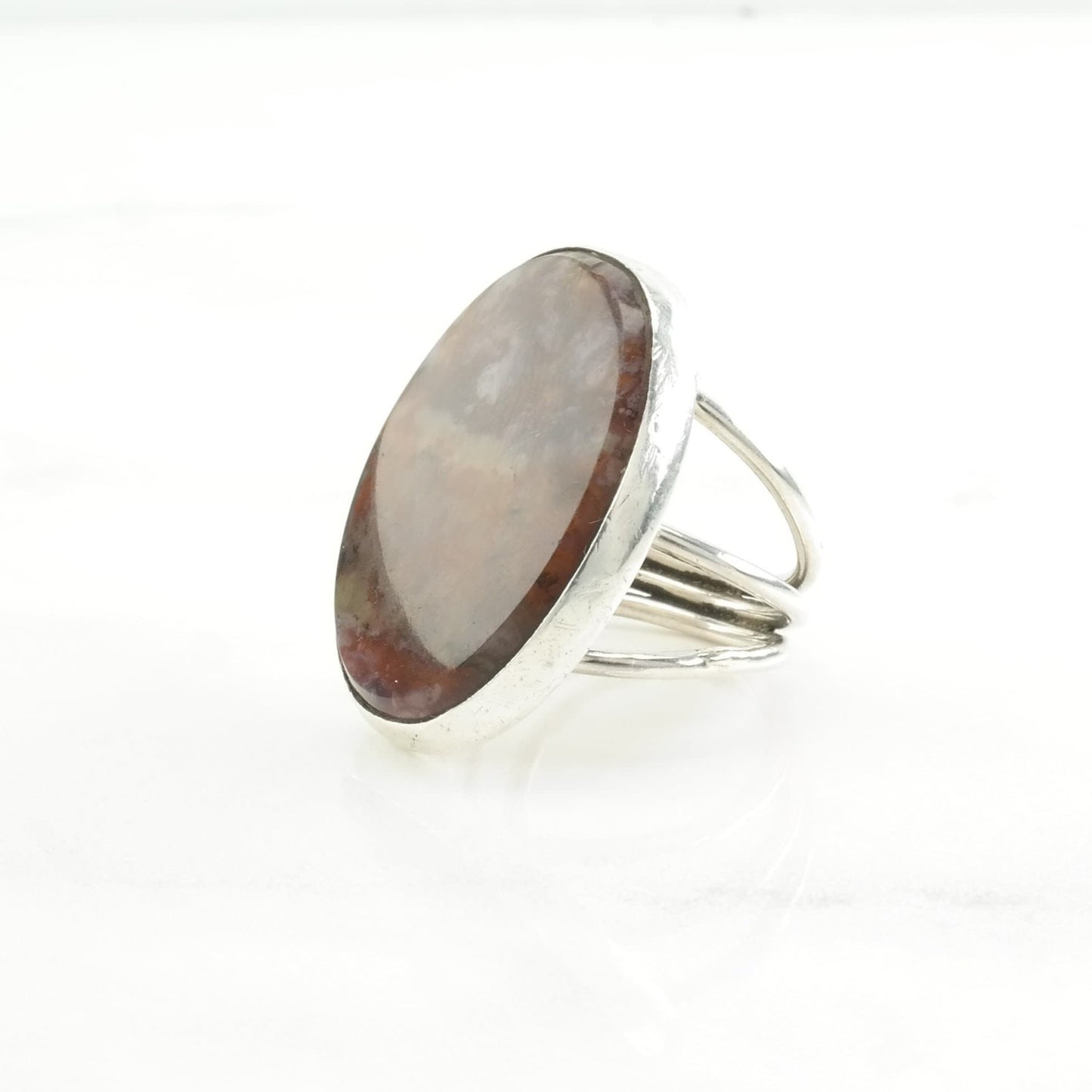 Vintage Sterling Silver Ring Agate Large Red Size 7