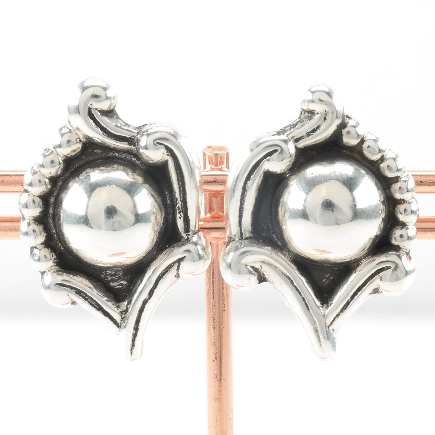 Vintage Taxco Abstract Screw Back Earrings Sterling Silver