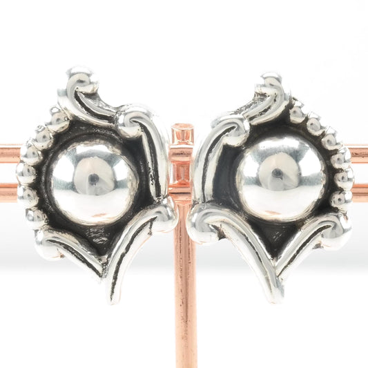 Vintage Taxco Abstract Screw Back Earrings Sterling Silver