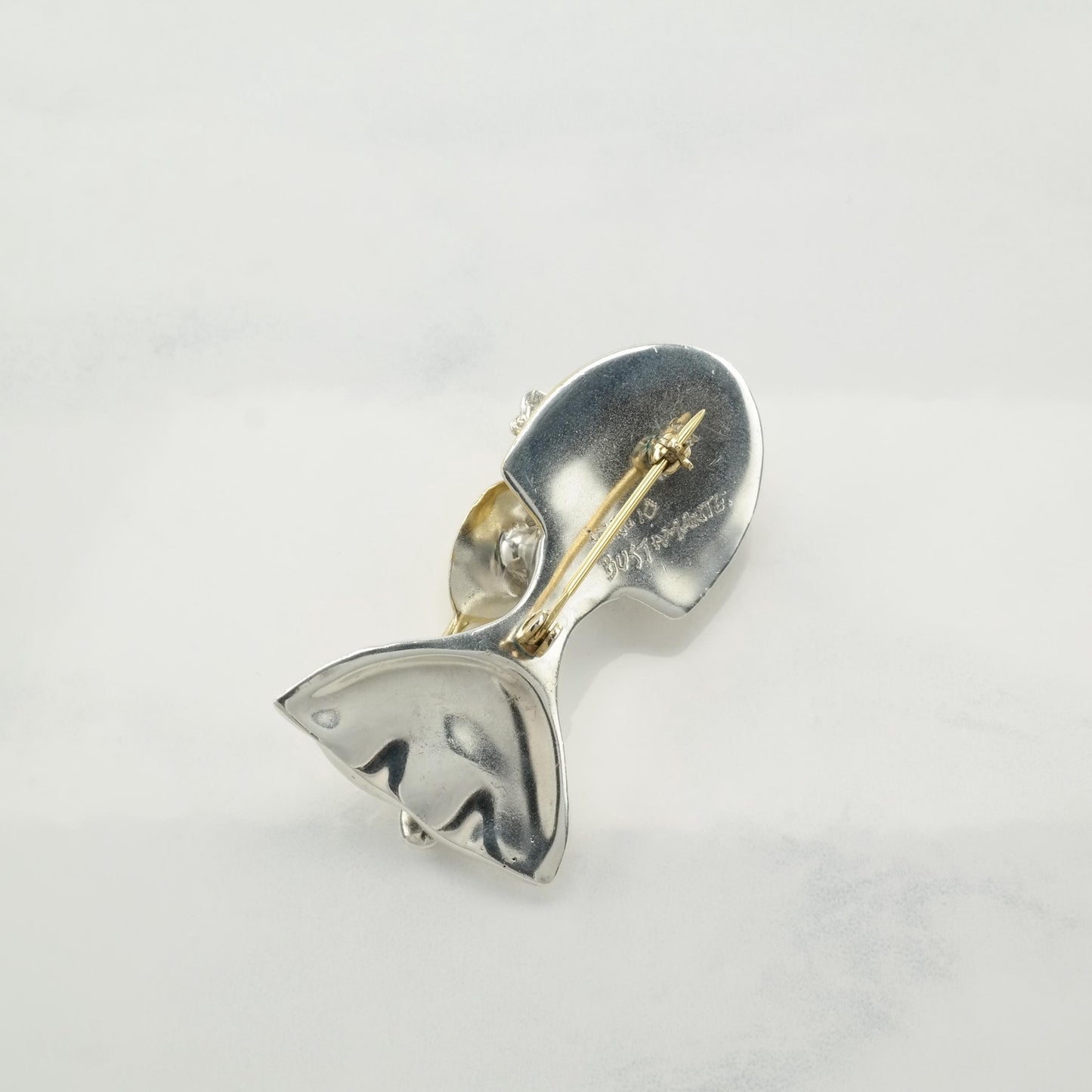 Sergio Bustamante Brooch Sterling Silver Female Mask Silver Gold Tone Madame Butterfly