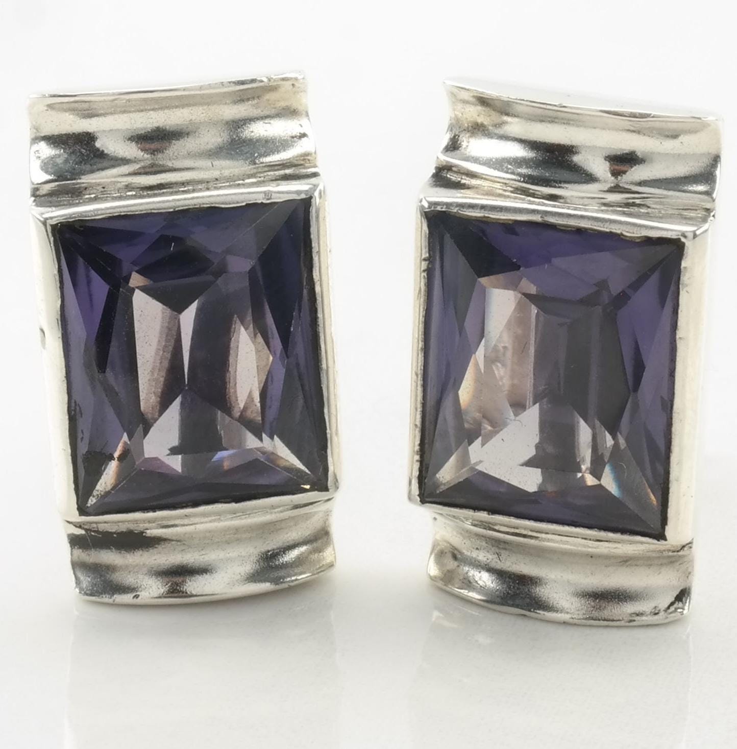 Taxo Sterling Silver Color Change Alexandrite Earrings Screw back