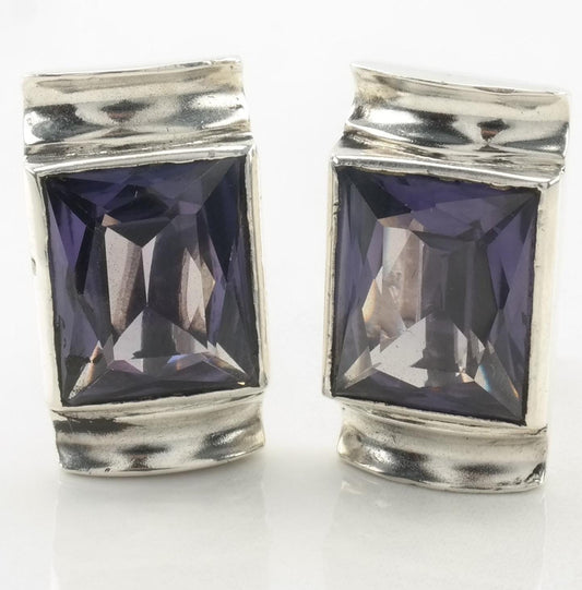 Taxo Sterling Silver Color Change Alexandrite Earrings Screw back