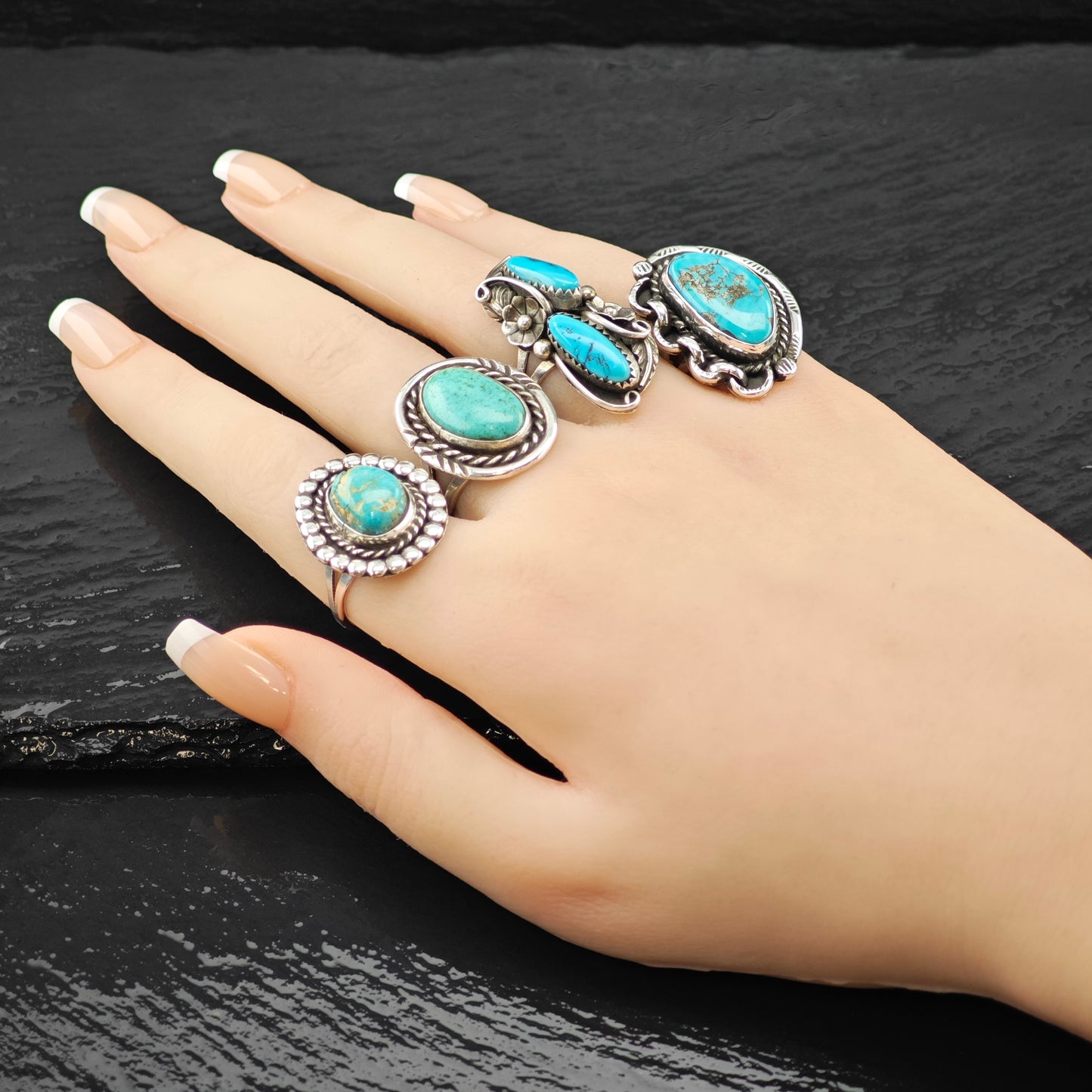 Turquoise Sw Ring Sterling Silver Sz 8.5 R6257