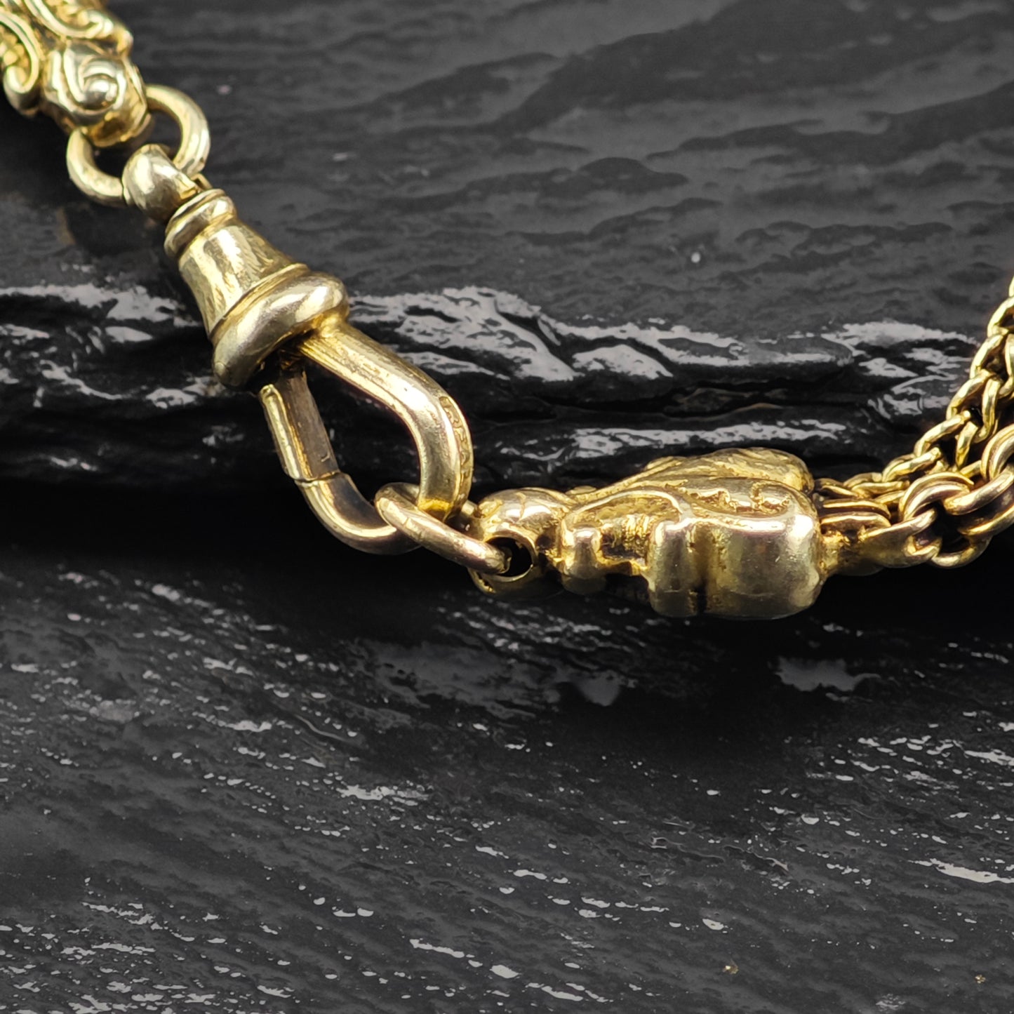 AS IS Antique Gold Gilded Sterling Silver Charm Bracelet Sz 7" BR3042