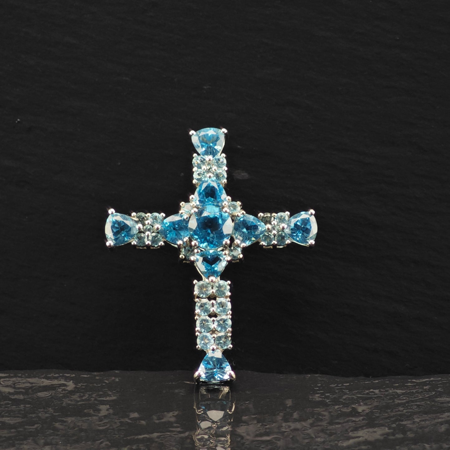 DK Topaz Cross Pendant Sterling Silver P2853