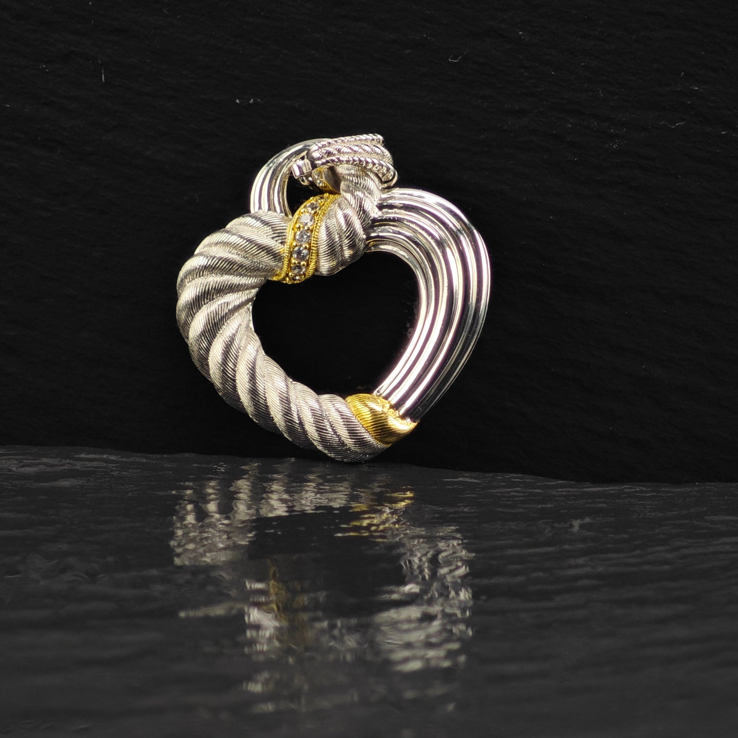 Judith Ripka Heart Gold Tone Accent Pendant Sterling Silver P2864