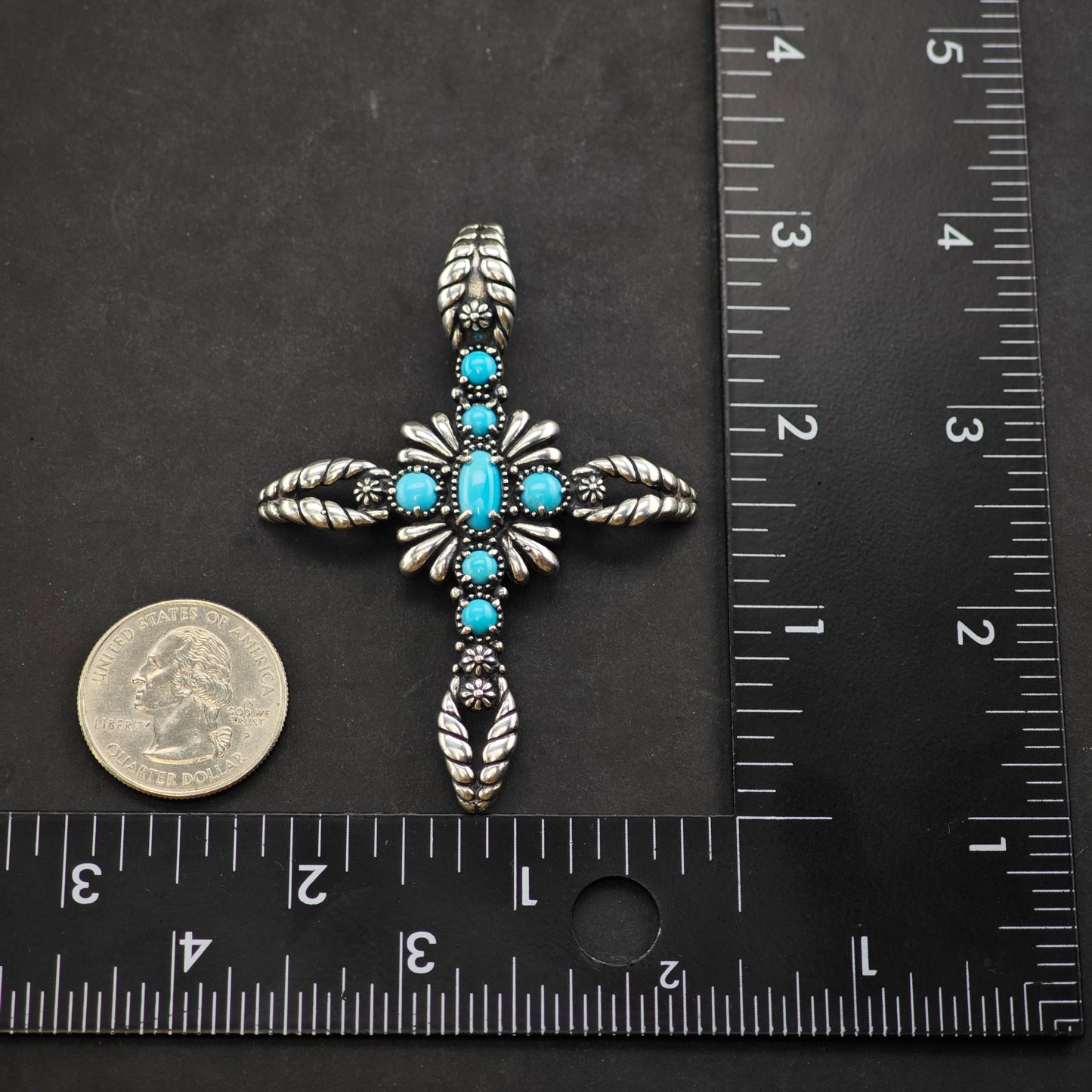 American West Turquoise, Cross Pendant Sterling Silver P2867
