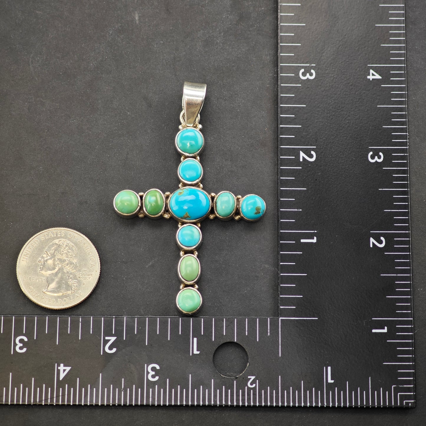 Sw Turquoise Cross Pendant Sterling Silver P2868