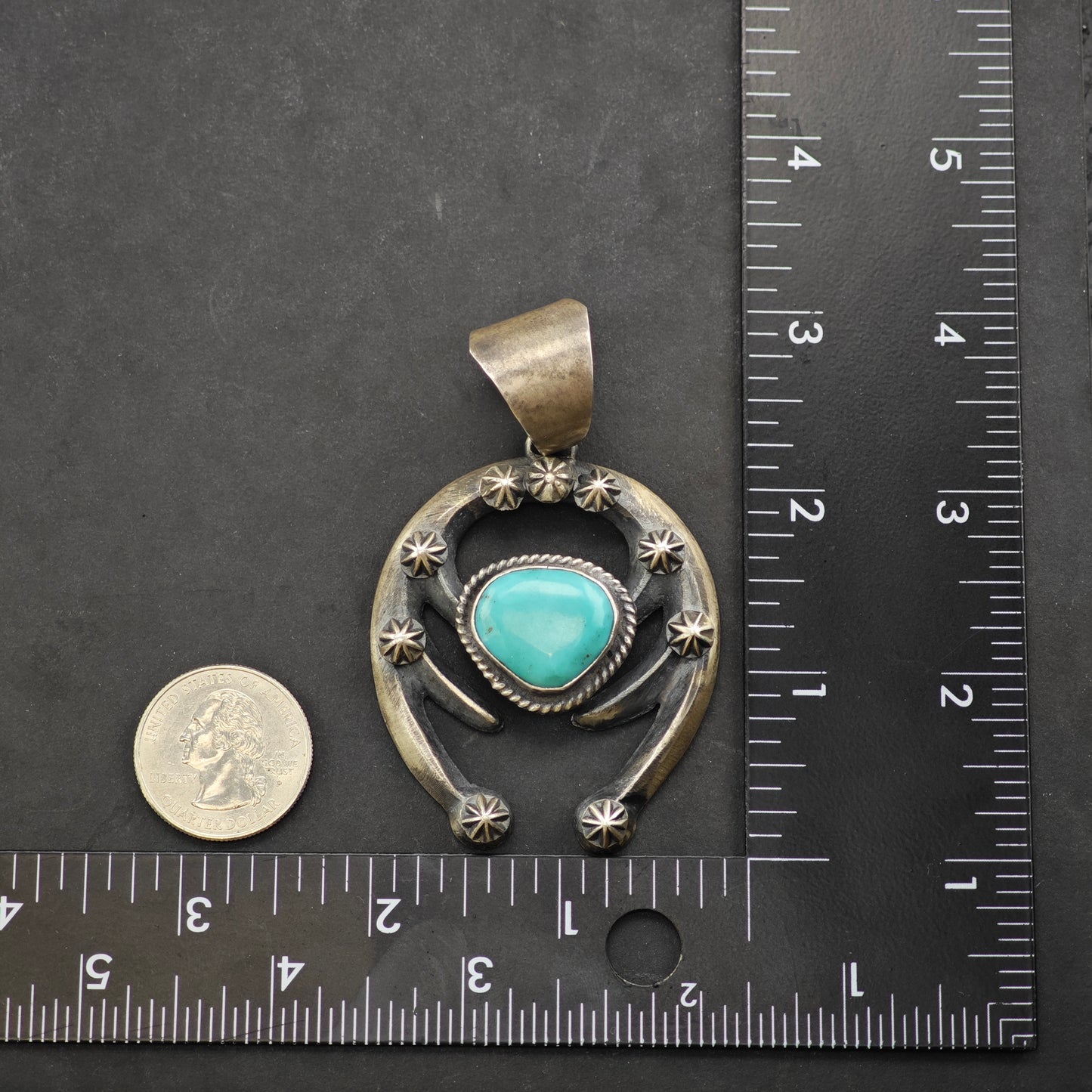 Chimney Butte Turquoise Naja Pendant Sterling Silver Native American P2870
