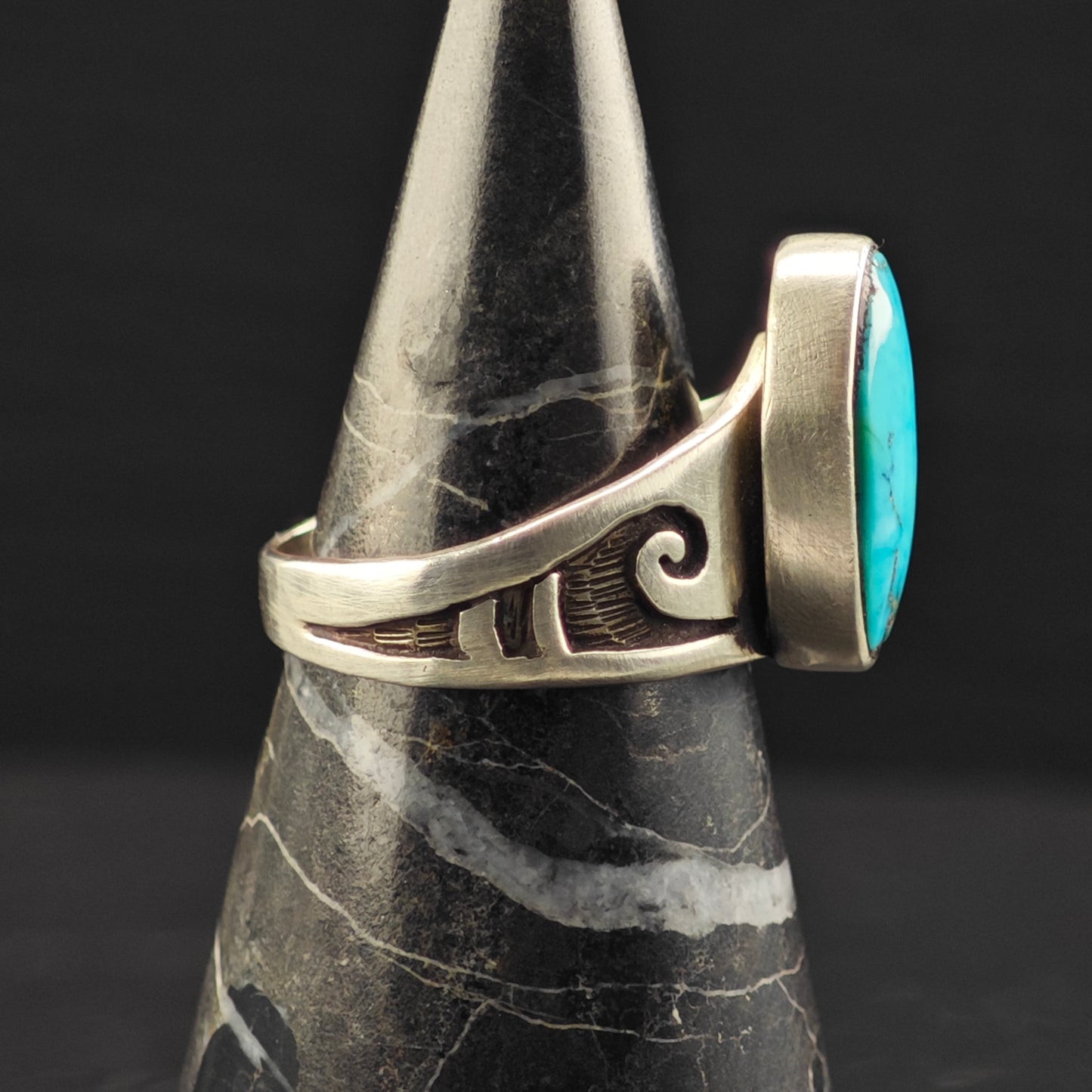 Turquoise Overlay Ring Sterling Silver Sz 9 R6330