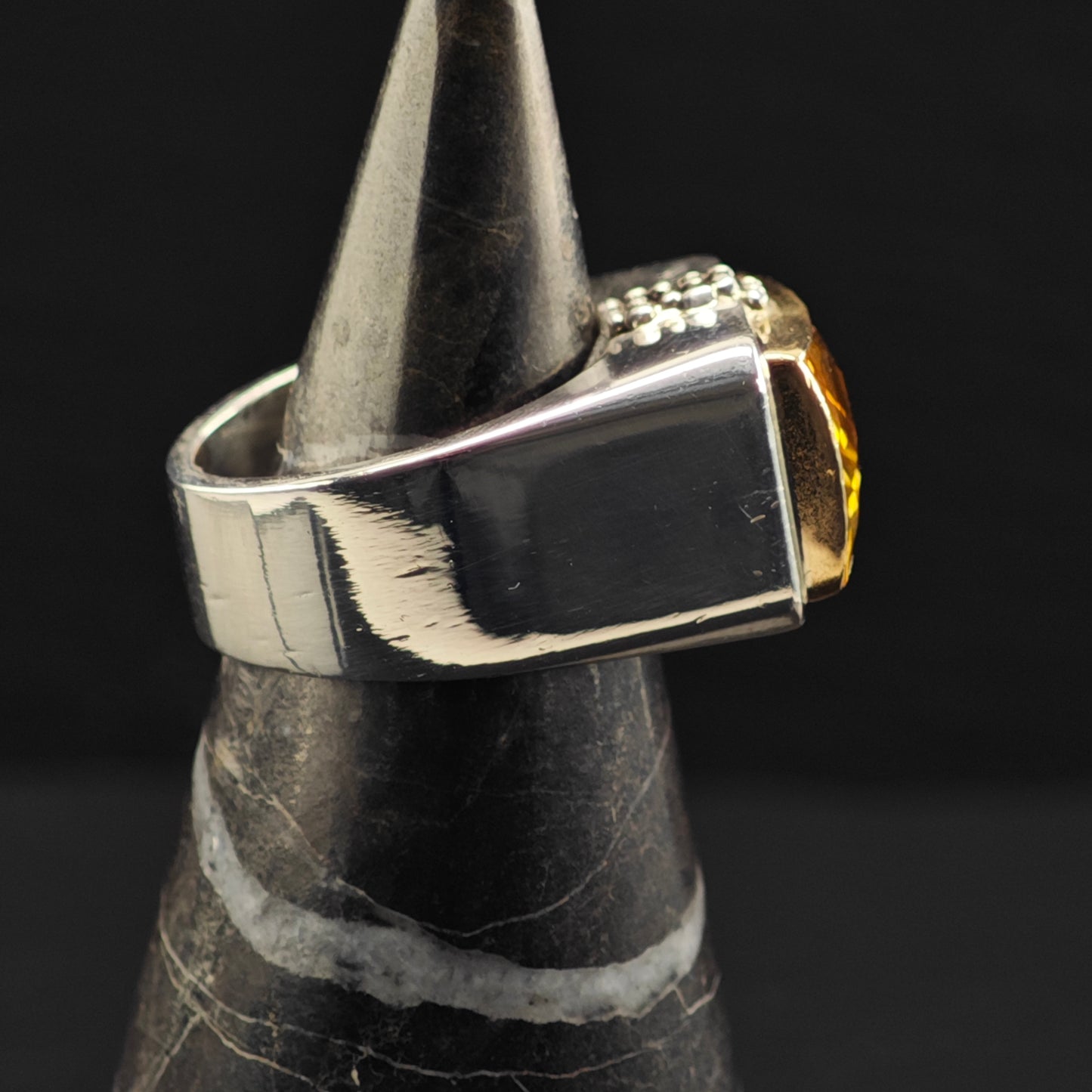 Michael Dawkins, Citrine Ring, Solid Gold Bezel Sterling Silver Sz 6 1/2 R6367